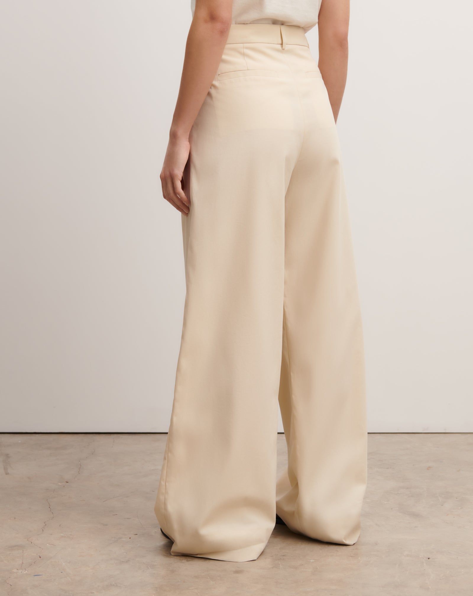 Pantalon ample à plis-NATUREL-100% coton