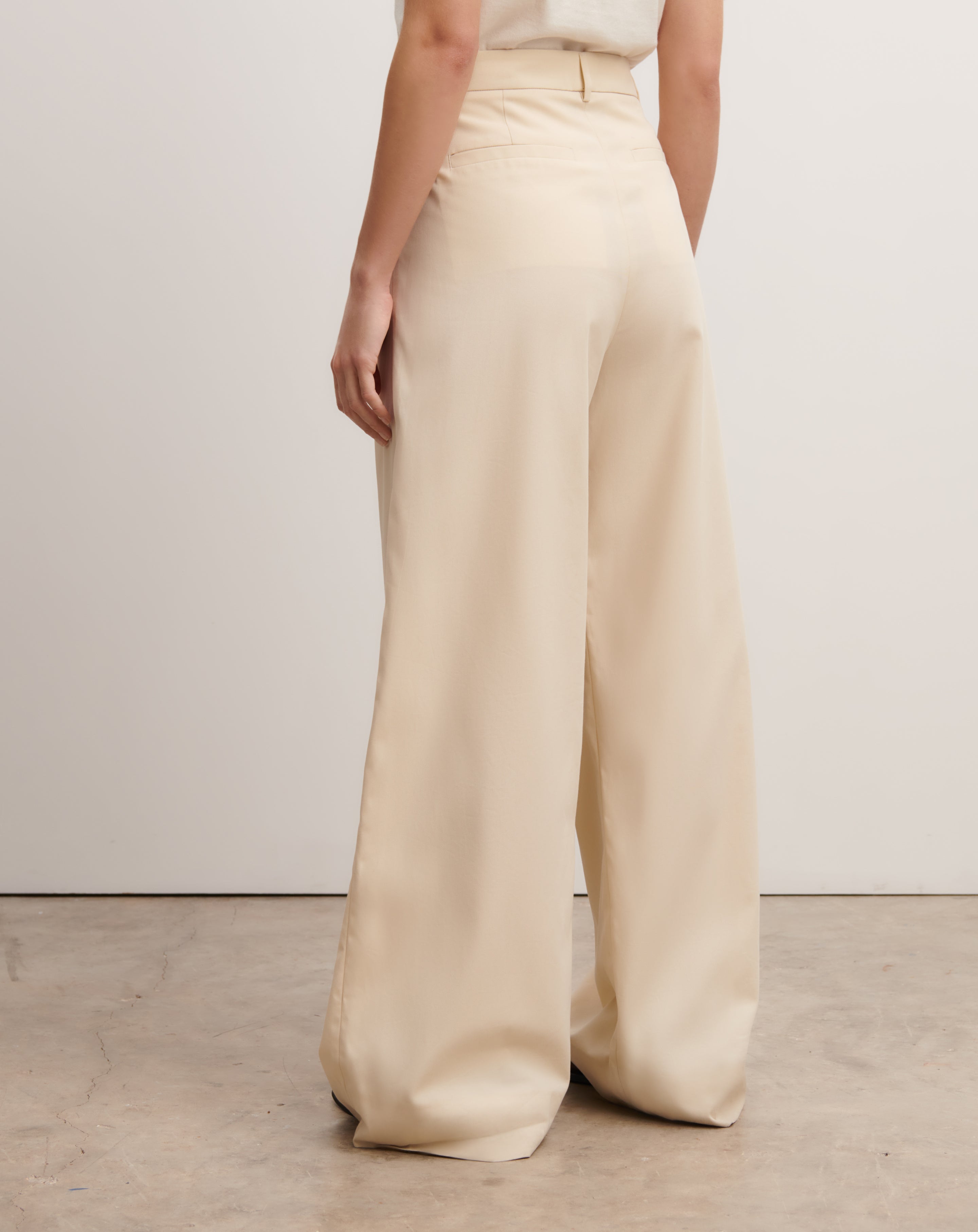 Pantalon ample à plis-NATUREL-100% coton