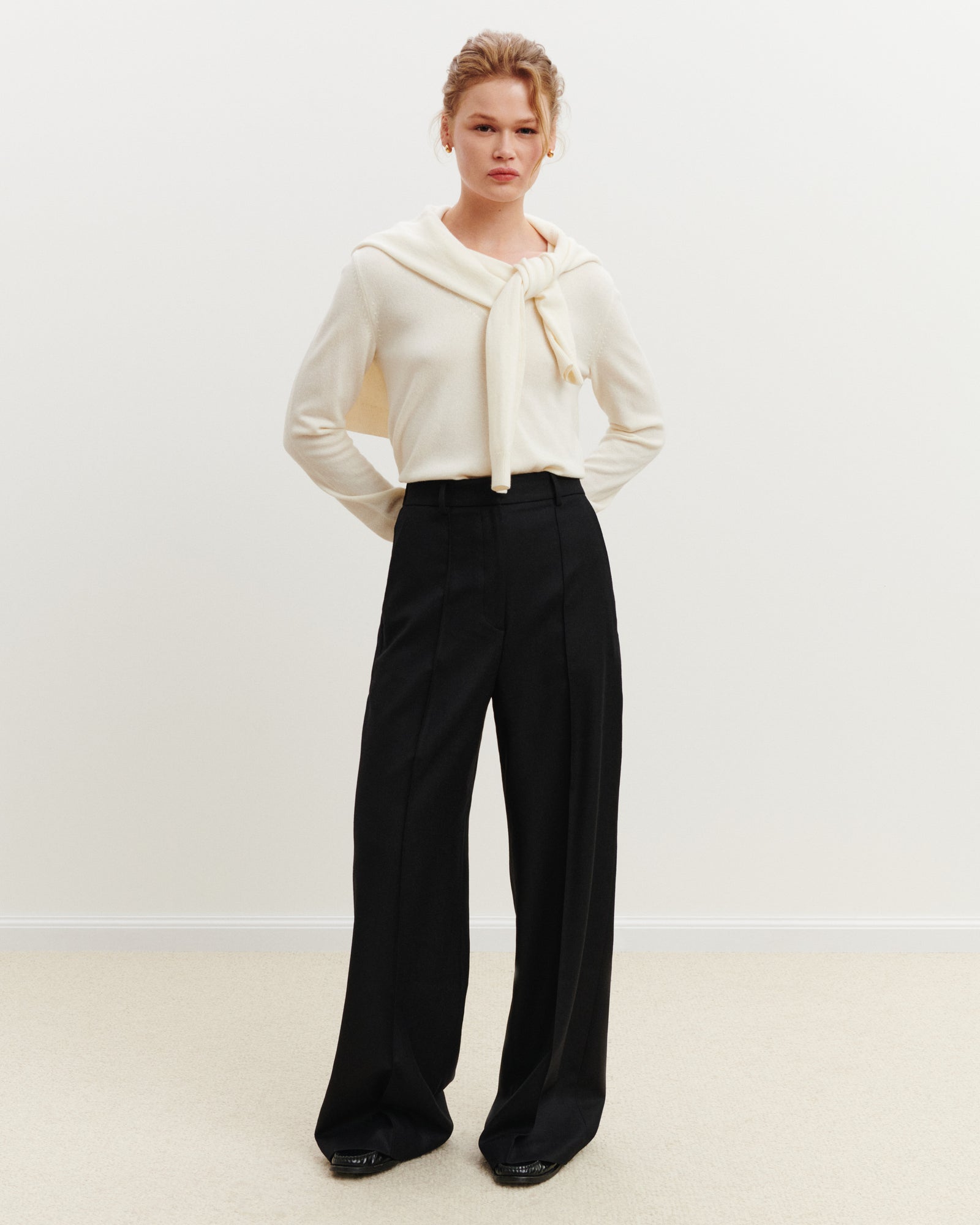 Pantalon à nervure-NOIR-85% laine; 15% cachemire