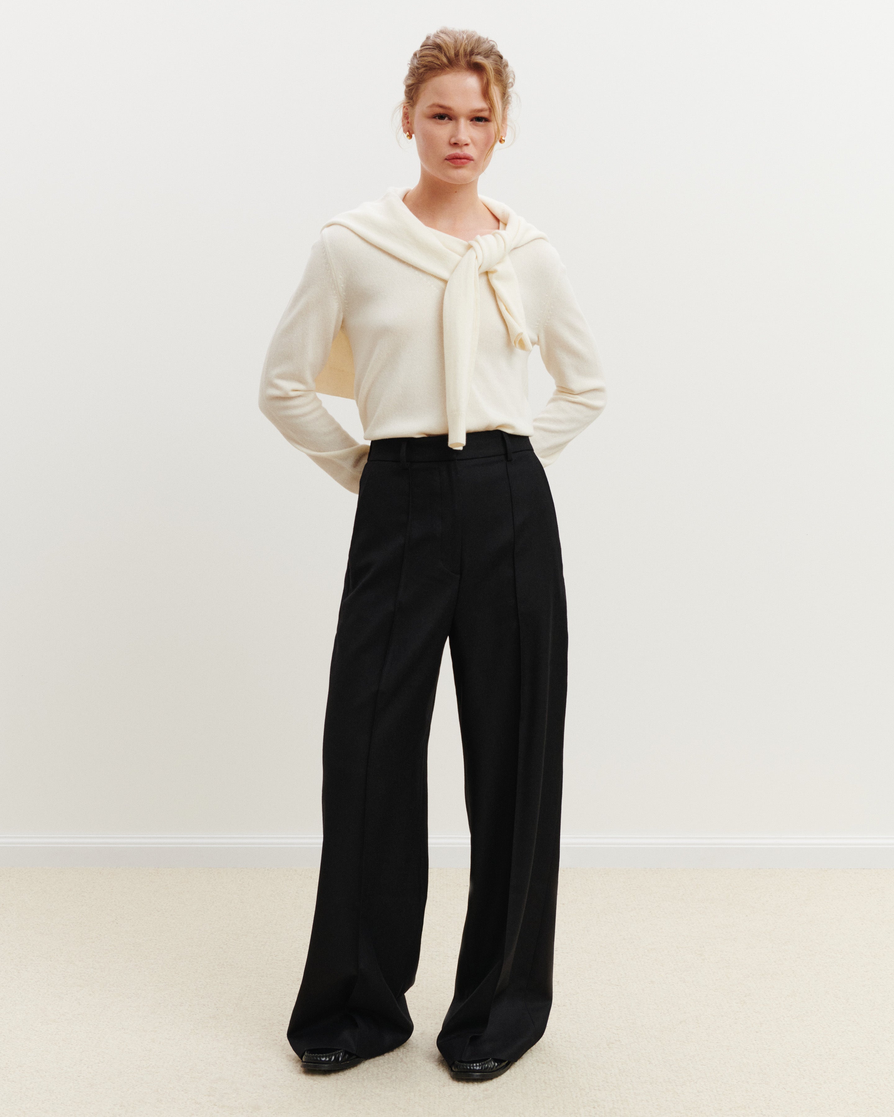 Pantalon à nervure-NOIR-85% laine; 15% cachemire