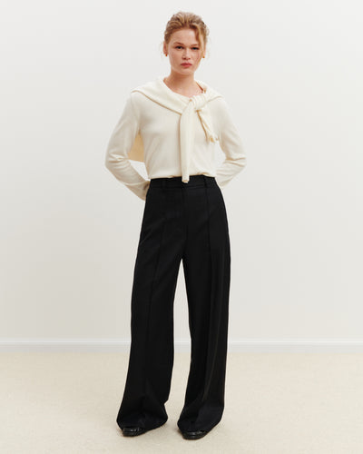 Pantalon à nervure-NOIR-85% laine; 15% cachemire