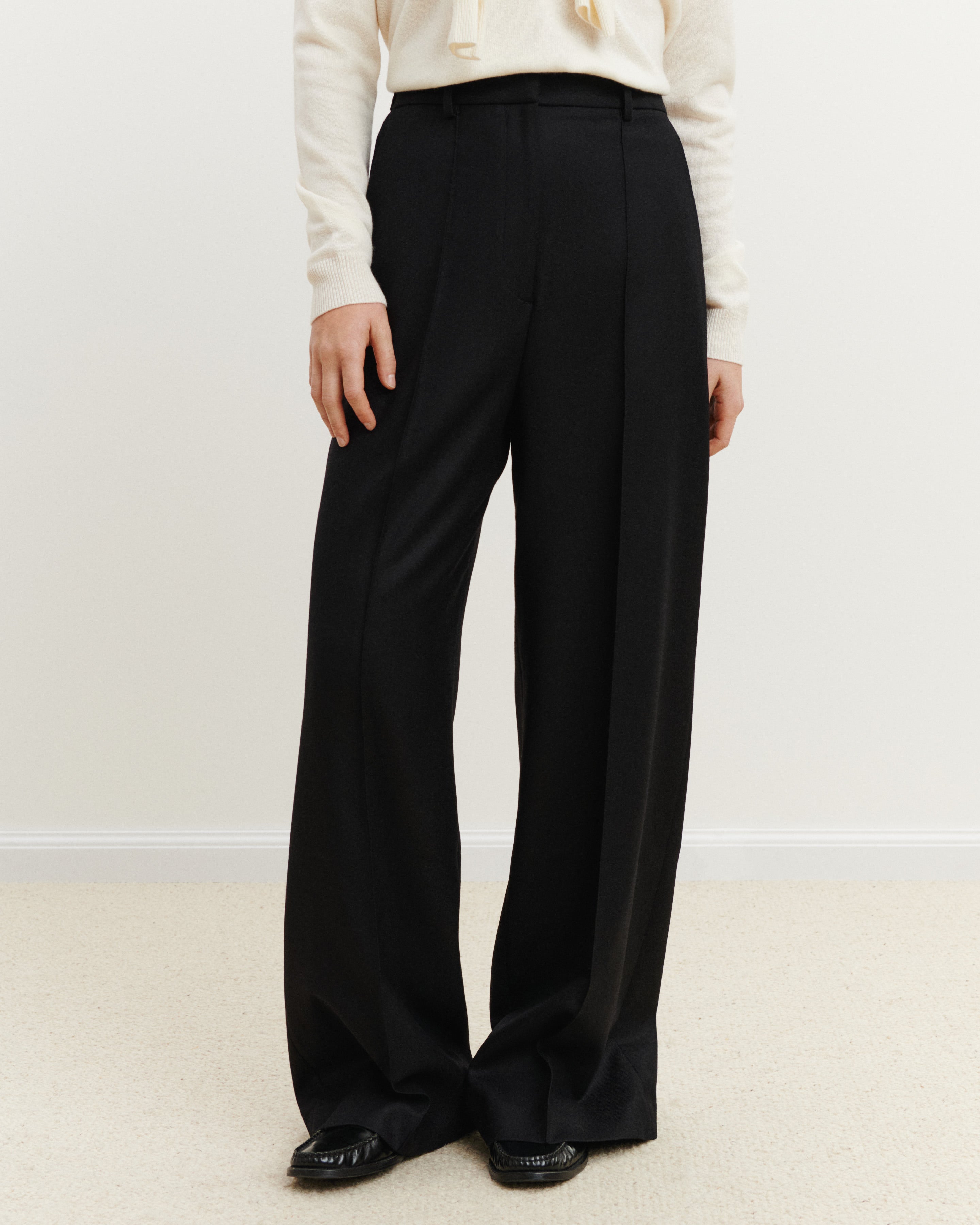 Pantalon à nervure-NOIR-85% laine; 15% cachemire