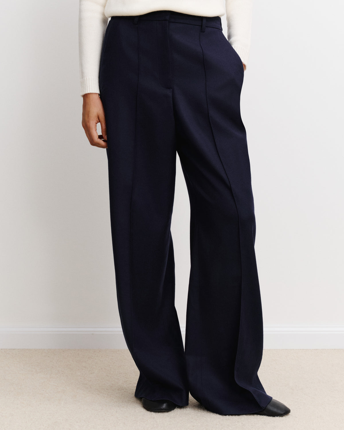 Pantalon à nervure-MARINE-85% laine; 15% cachemire