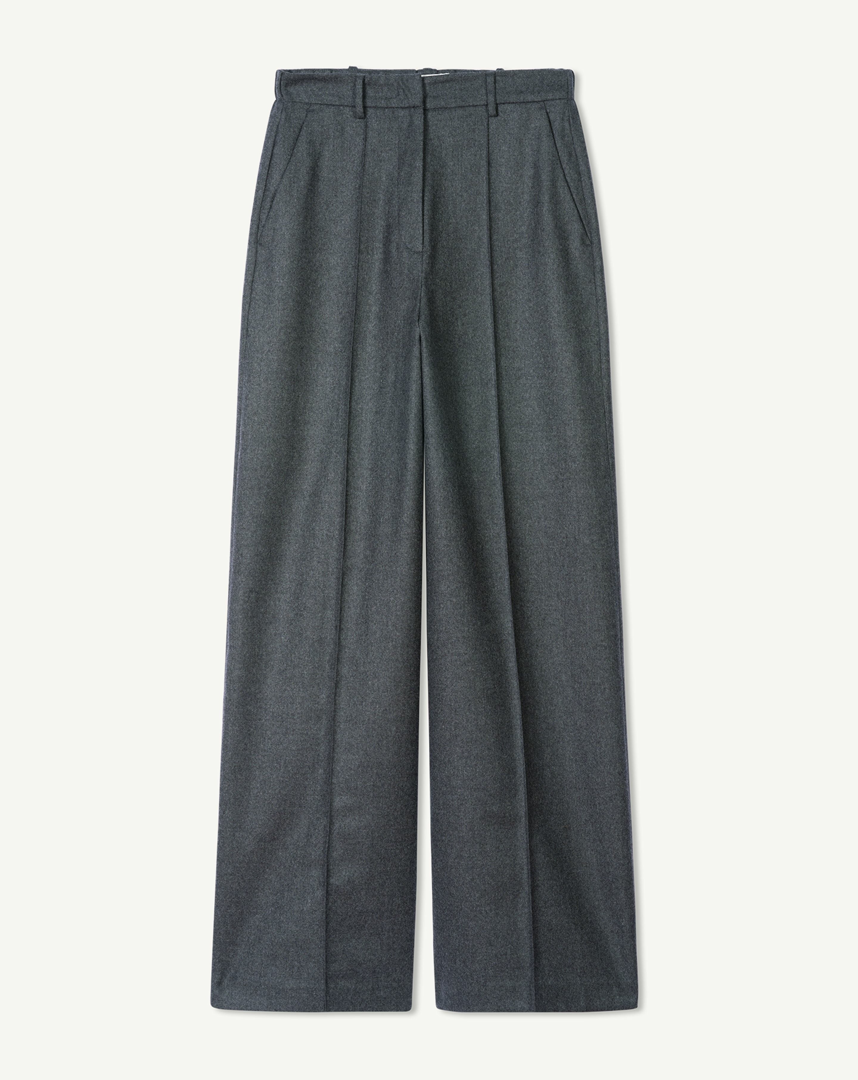 Pintuck trousers in Cashmere, Wool Women charcoal grey | Eric Bompard