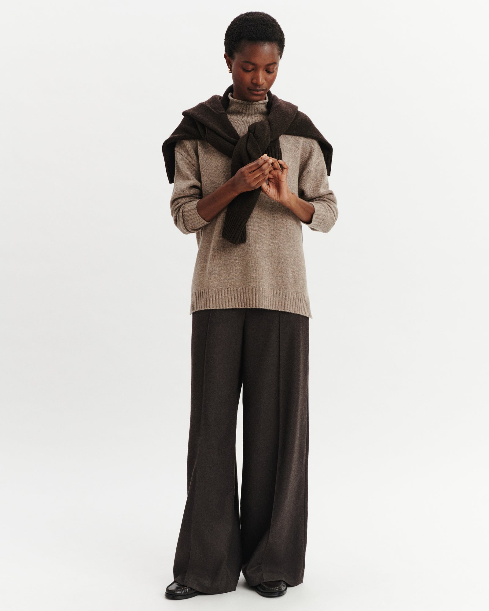Pantalon à nervure-WENGE-85% laine; 15% cachemire