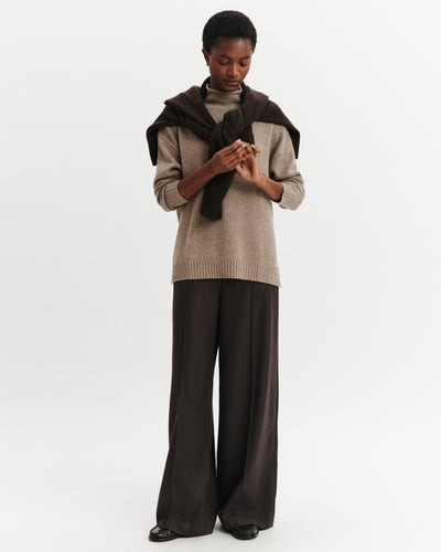 Pantalon à nervure-WENGE-85% laine; 15% cachemire