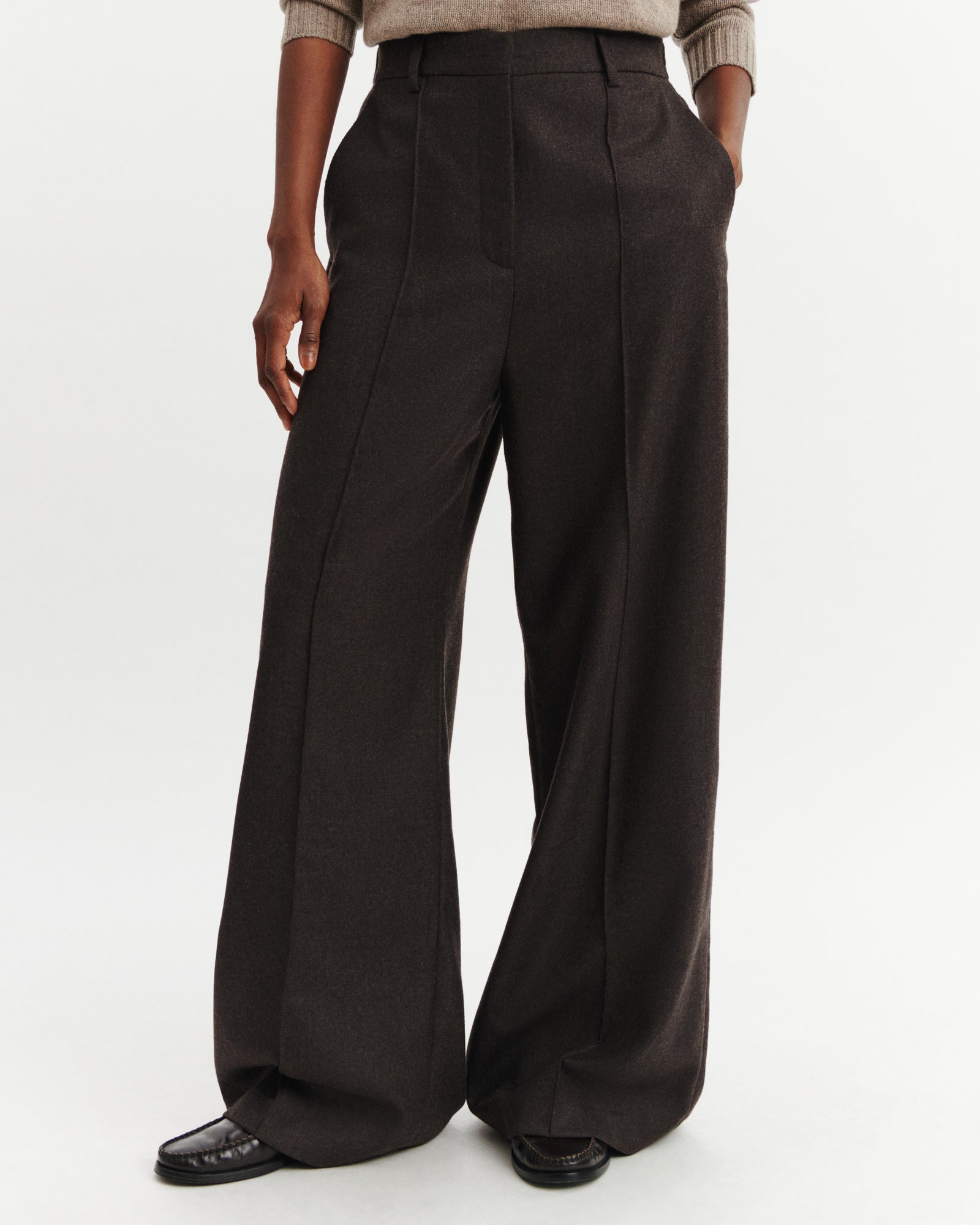 Pantalon à nervure-WENGE-85% laine; 15% cachemire