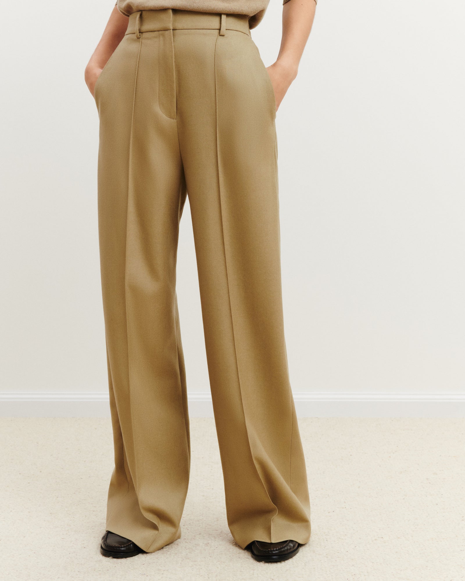 Pantalon à nervure-BEIGE CENDRE-85% laine; 15% cachemire