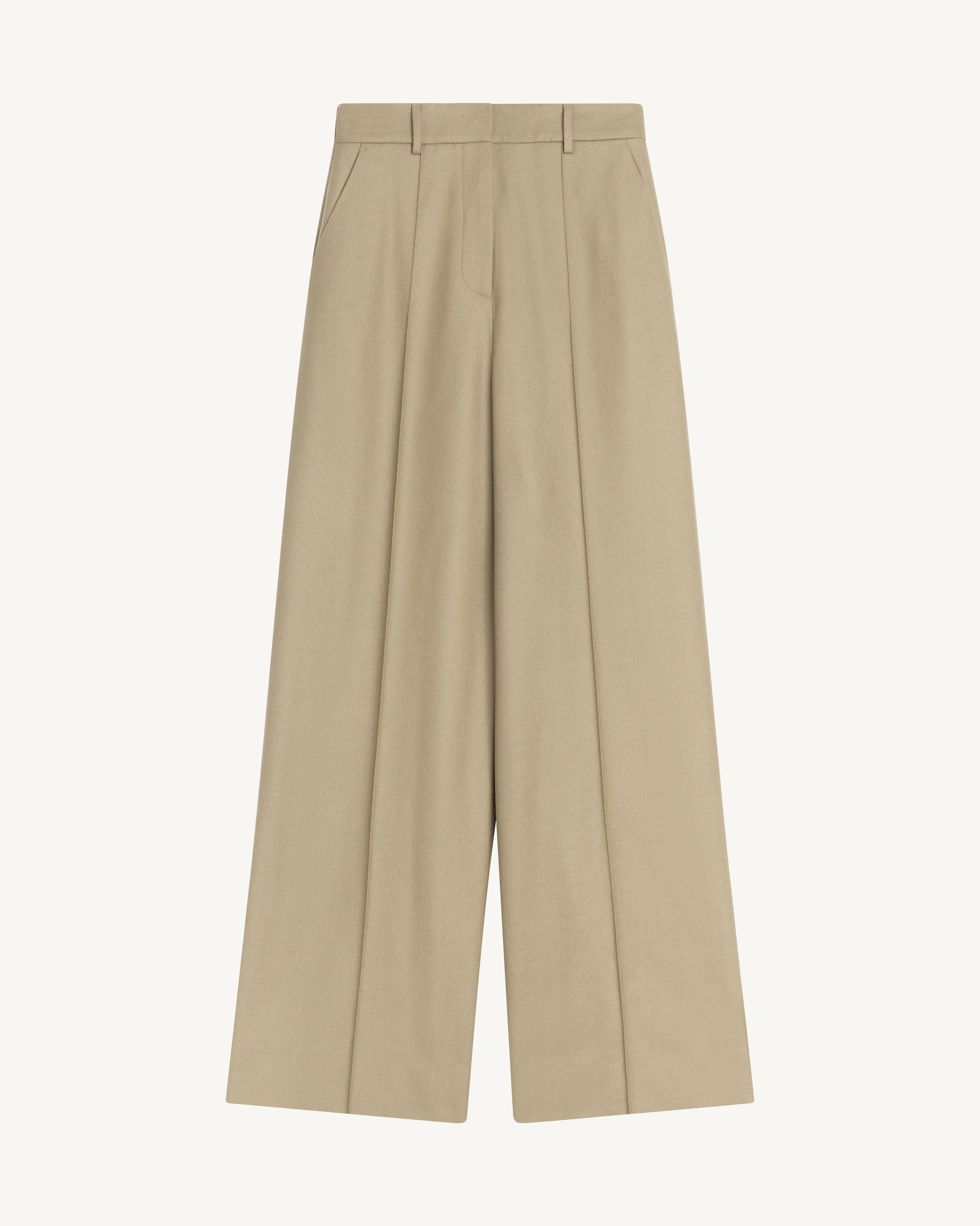 Pantalon à nervure-BEIGE CENDRE-85% laine; 15% cachemire