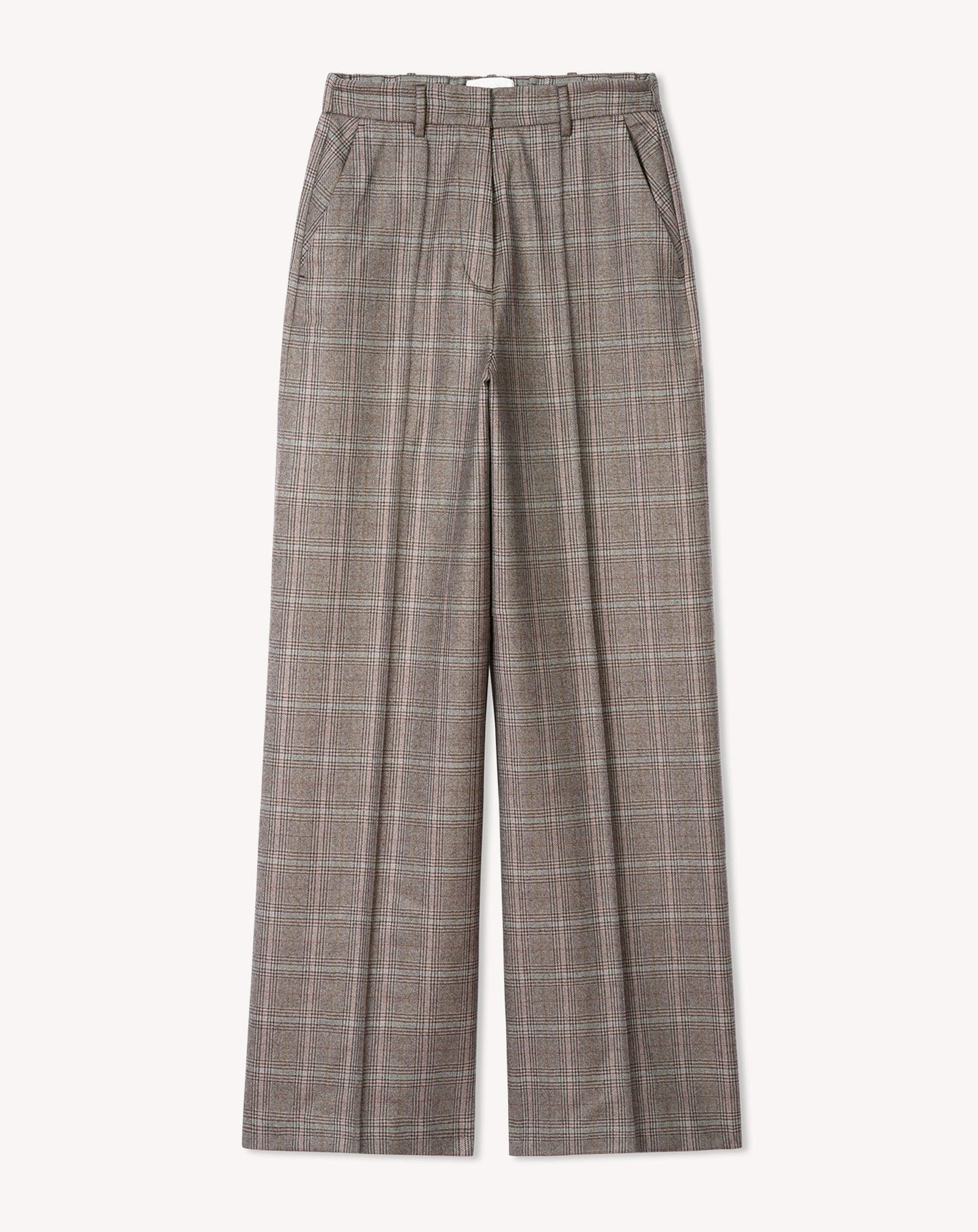 Pantalon Prince de Galles-MILLET/CHOCOLAT-85% laine 15% cachemire