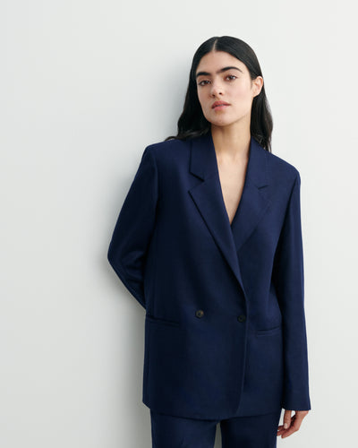 Veste blazer-MARINE-85% laine 15% cachemire