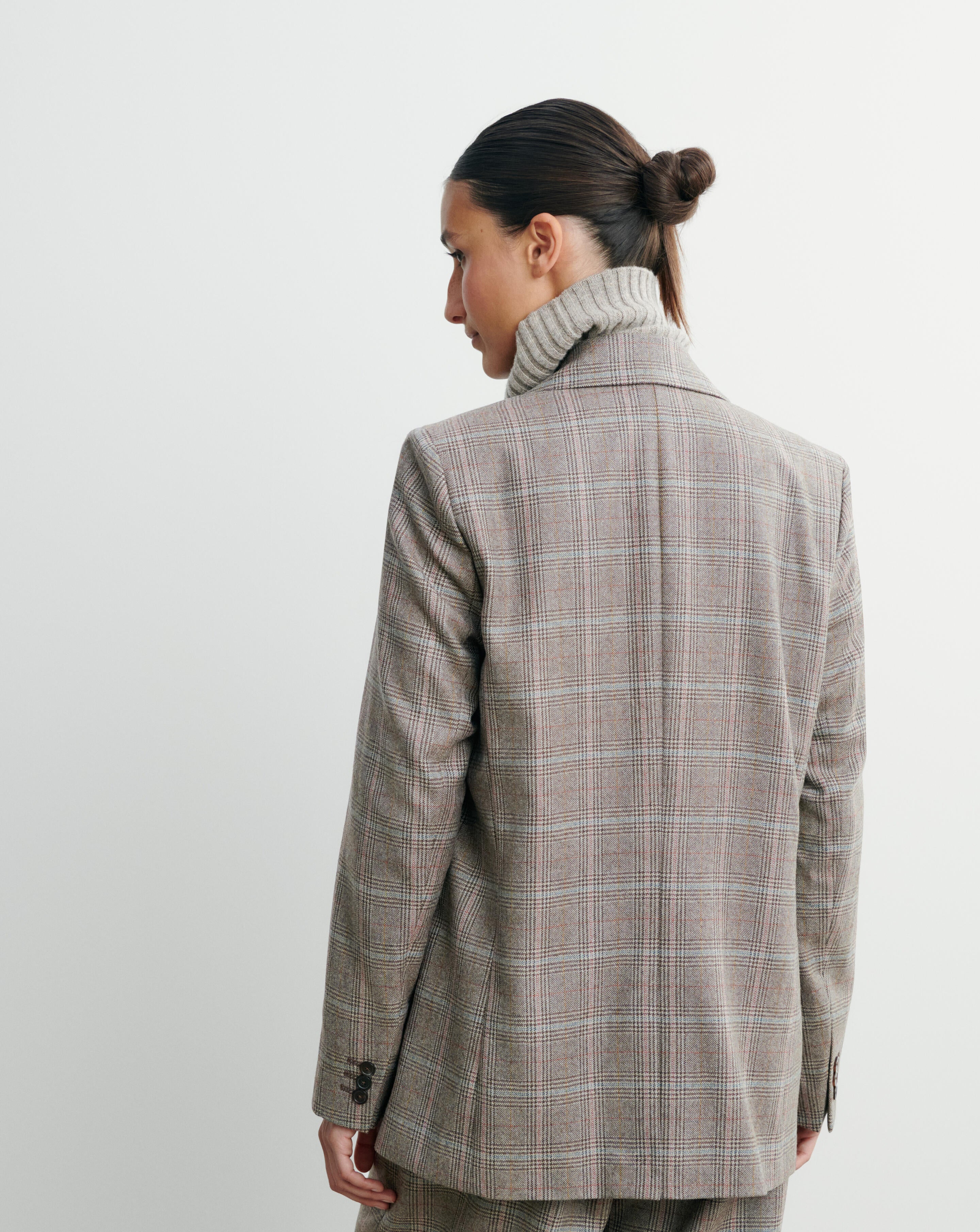 Blazer Prince de Galles-MILLET/CHOCOLAT-85% laine 15% cachemire