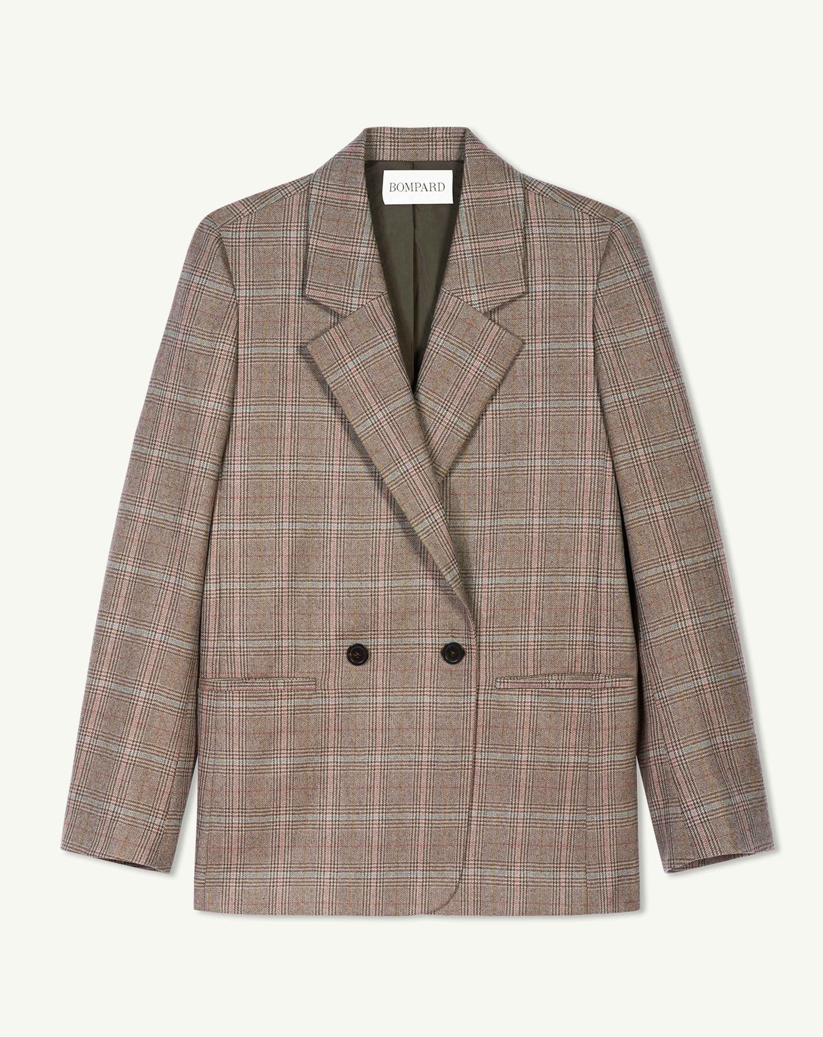 Blazer Prince de Galles-MILLET/CHOCOLAT-85% laine 15% cachemire