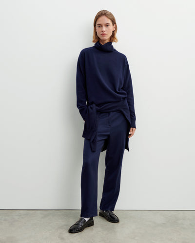 Pantalon droit-MARINE-85% laine; 15% cachemire