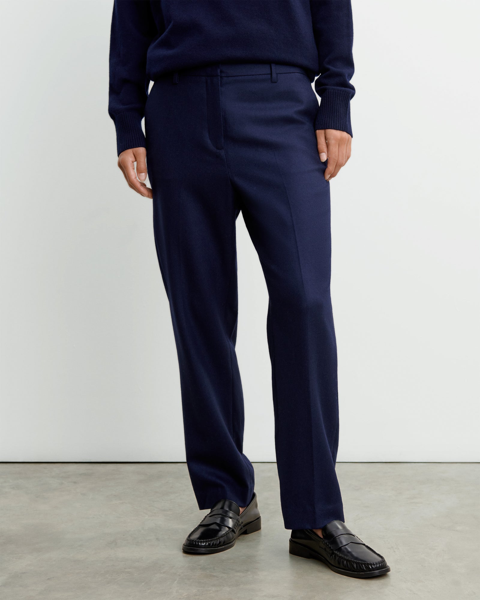 Pantalon droit-MARINE-85% laine; 15% cachemire