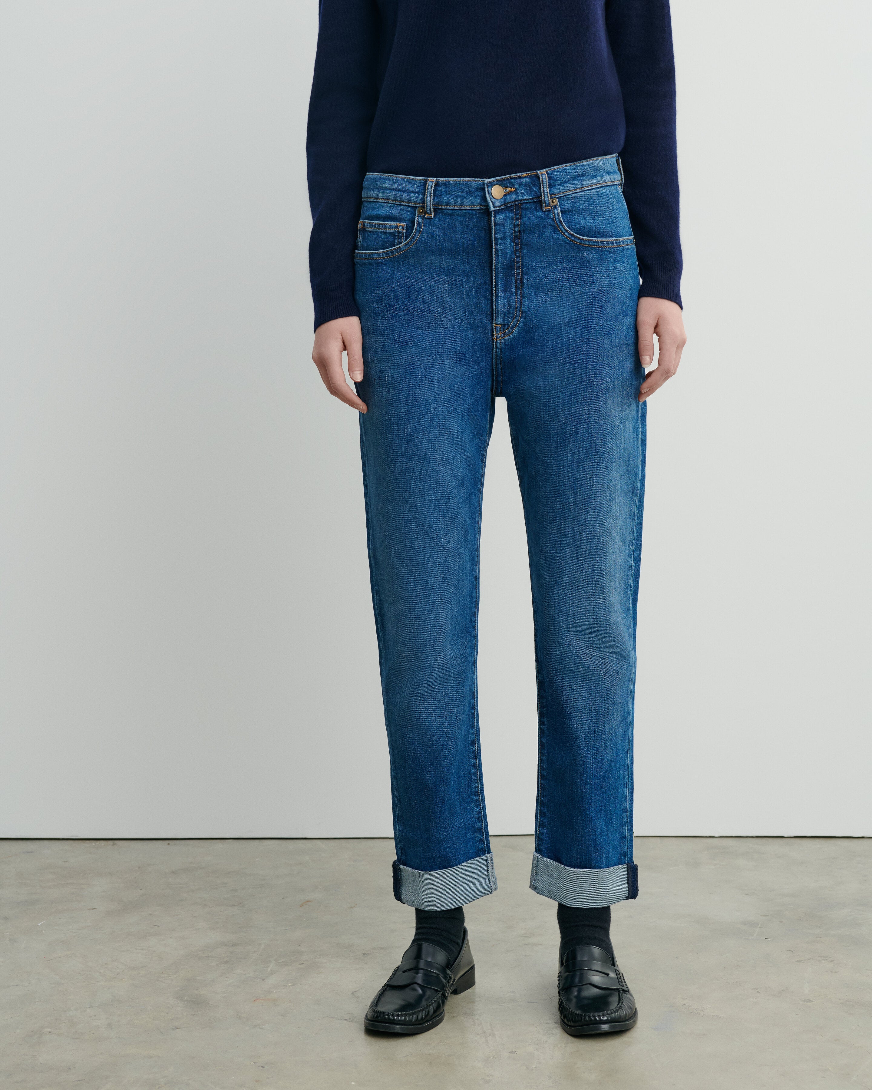 Jean denim délavé-VINTAGE BLUE-98% coton 2% elasthane