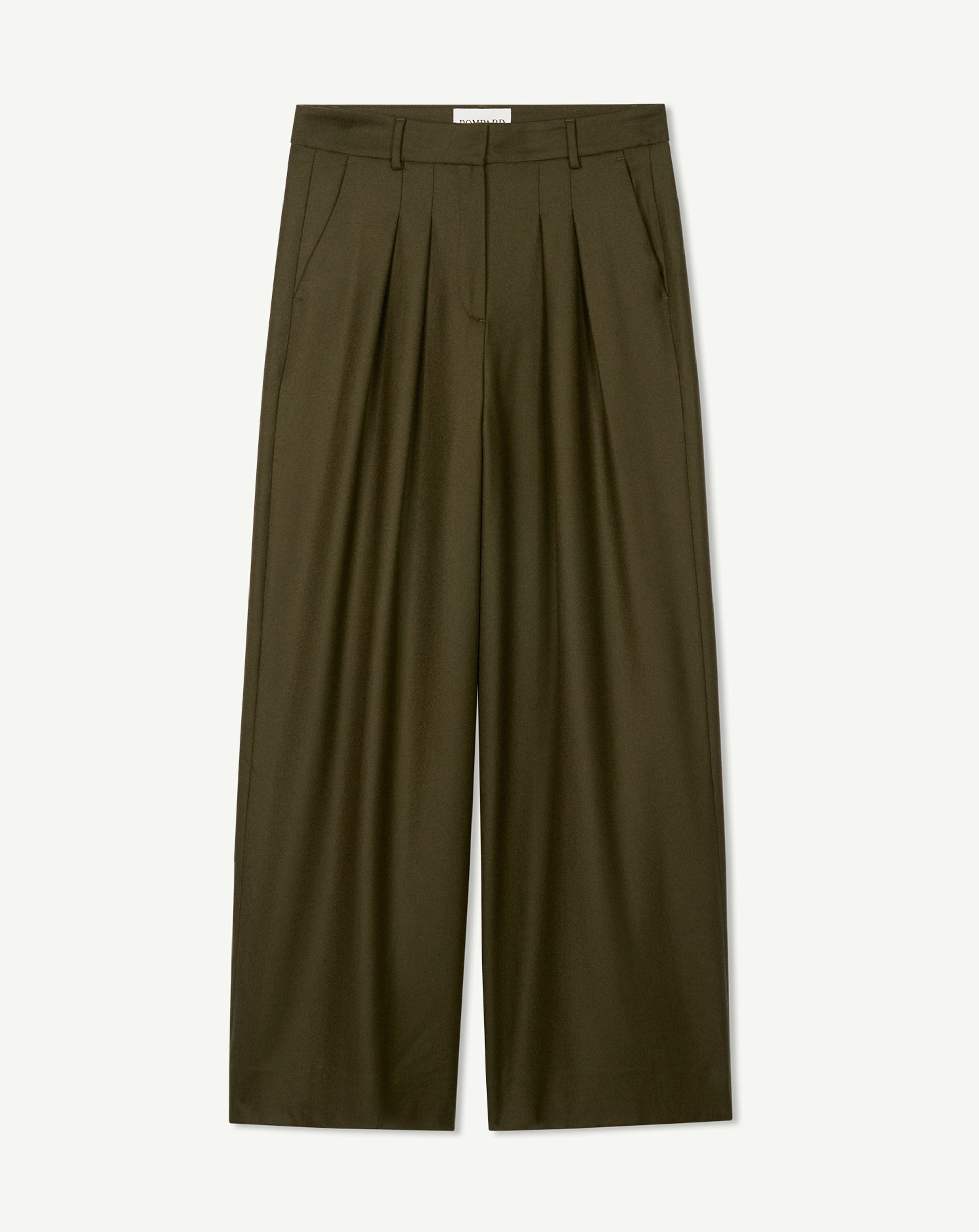 Pantalon à plis-VERT KELLER-85% laine 15% cachemire