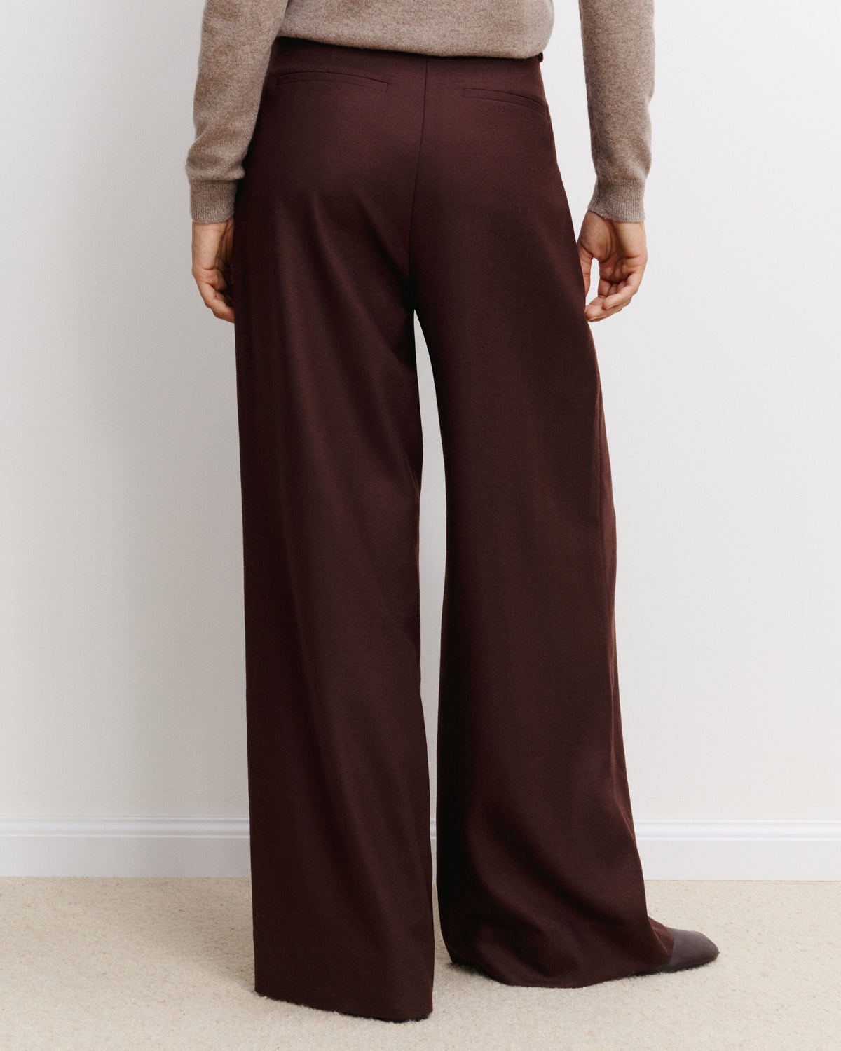 Pantalon ample à plis-GRENAT FONCE-85% laine; 15% cachemire