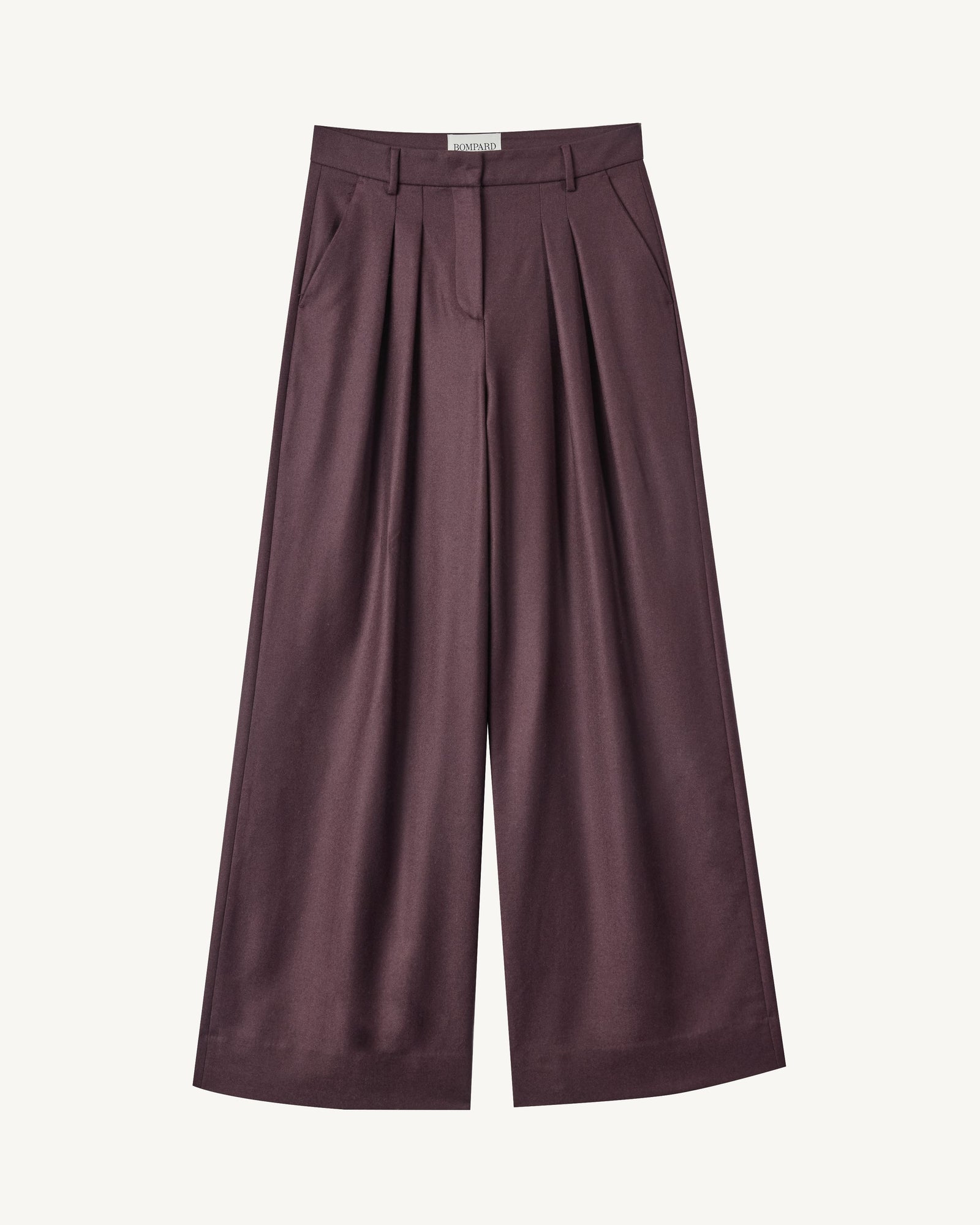 Pantalon à plis-GRENAT FONCE-85% laine; 15% cachemire