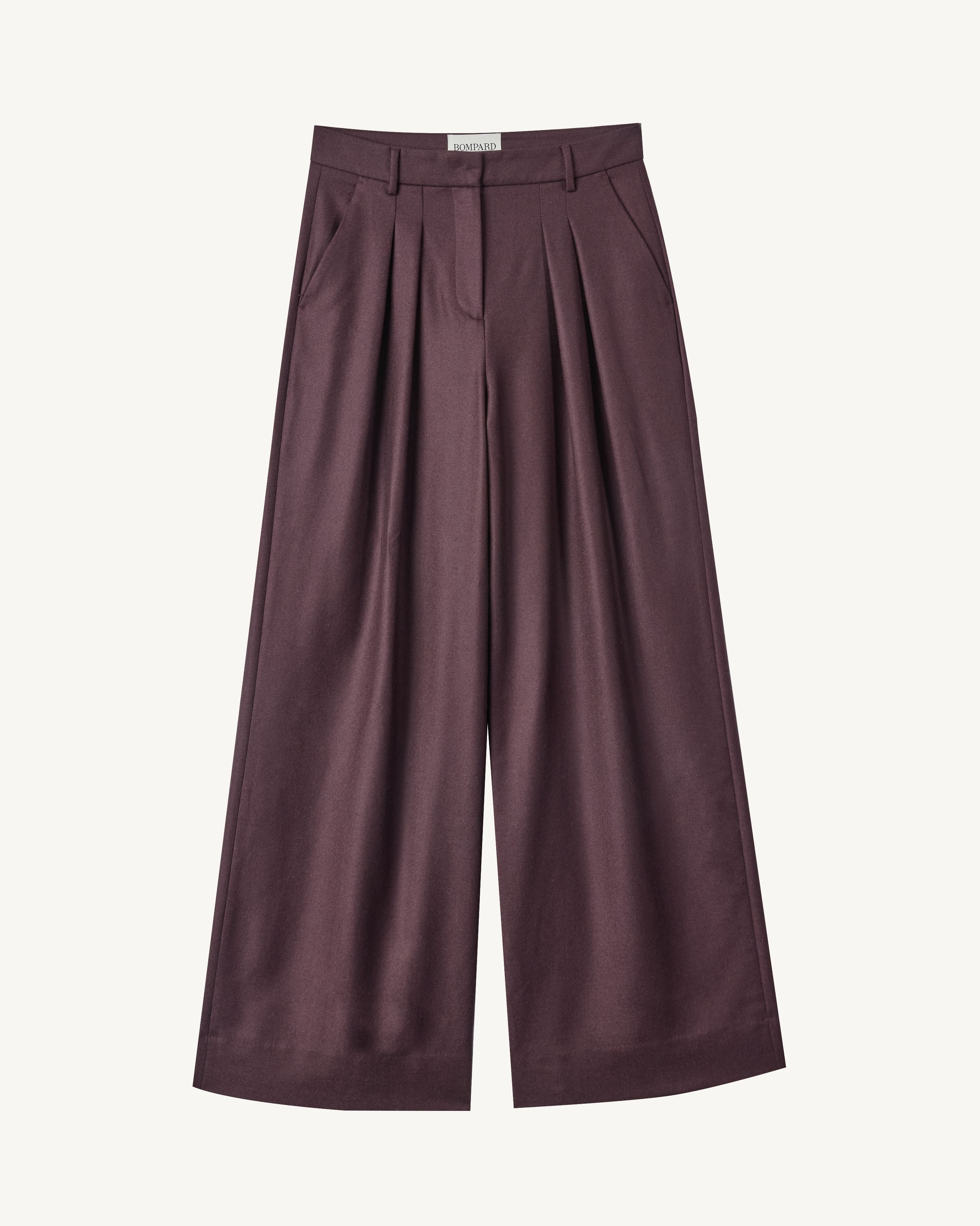 Pantalon à plis-GRENAT FONCE-85% laine; 15% cachemire