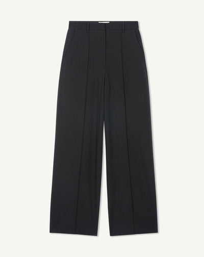 Pantalon ample à nervure-NOIR-100% laine