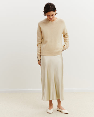 Jupe longue en soie-ECRU VINTAGE-100% soie