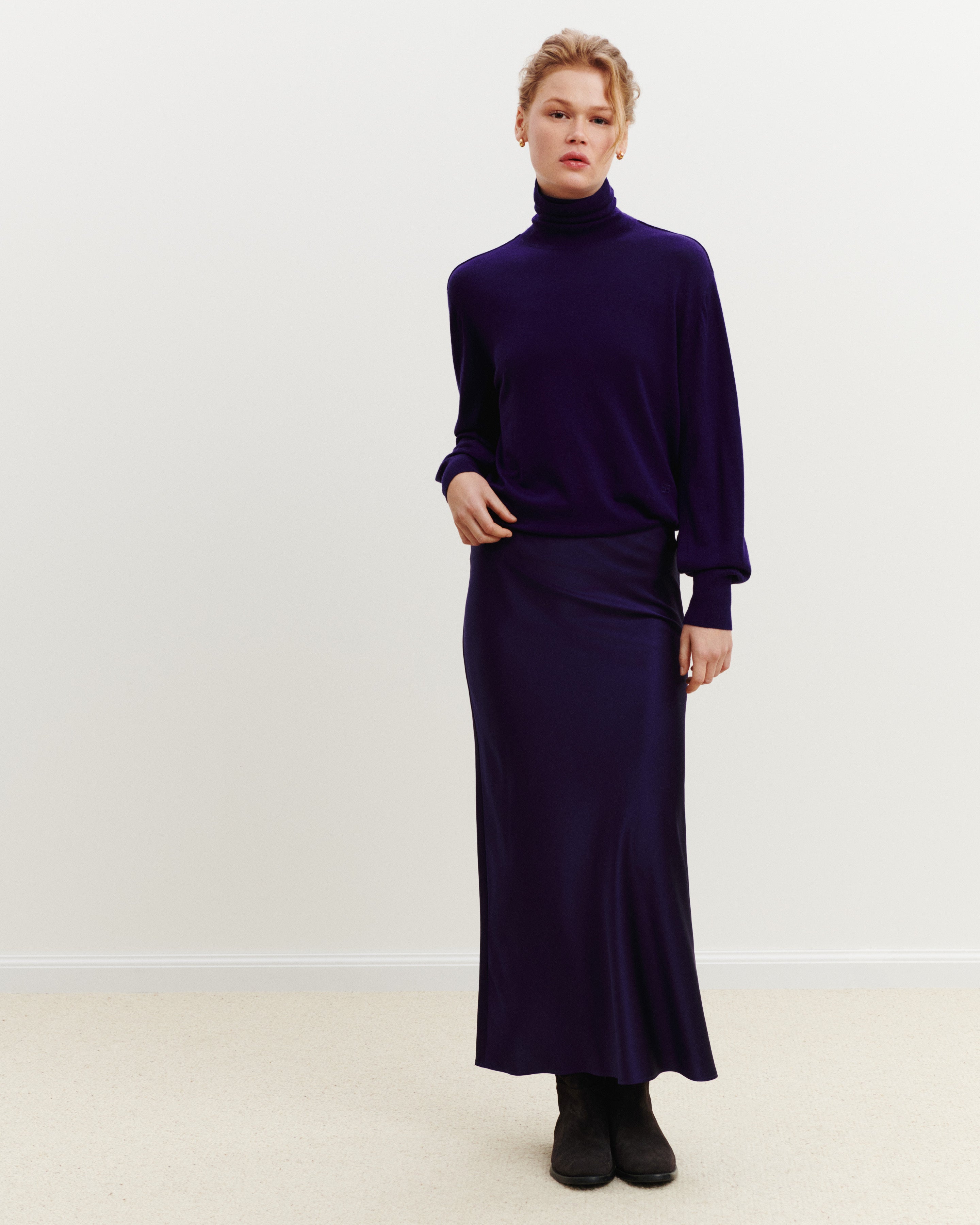 Jupe longue en soie-ULTRAVIOLET FONCE-100% : soie