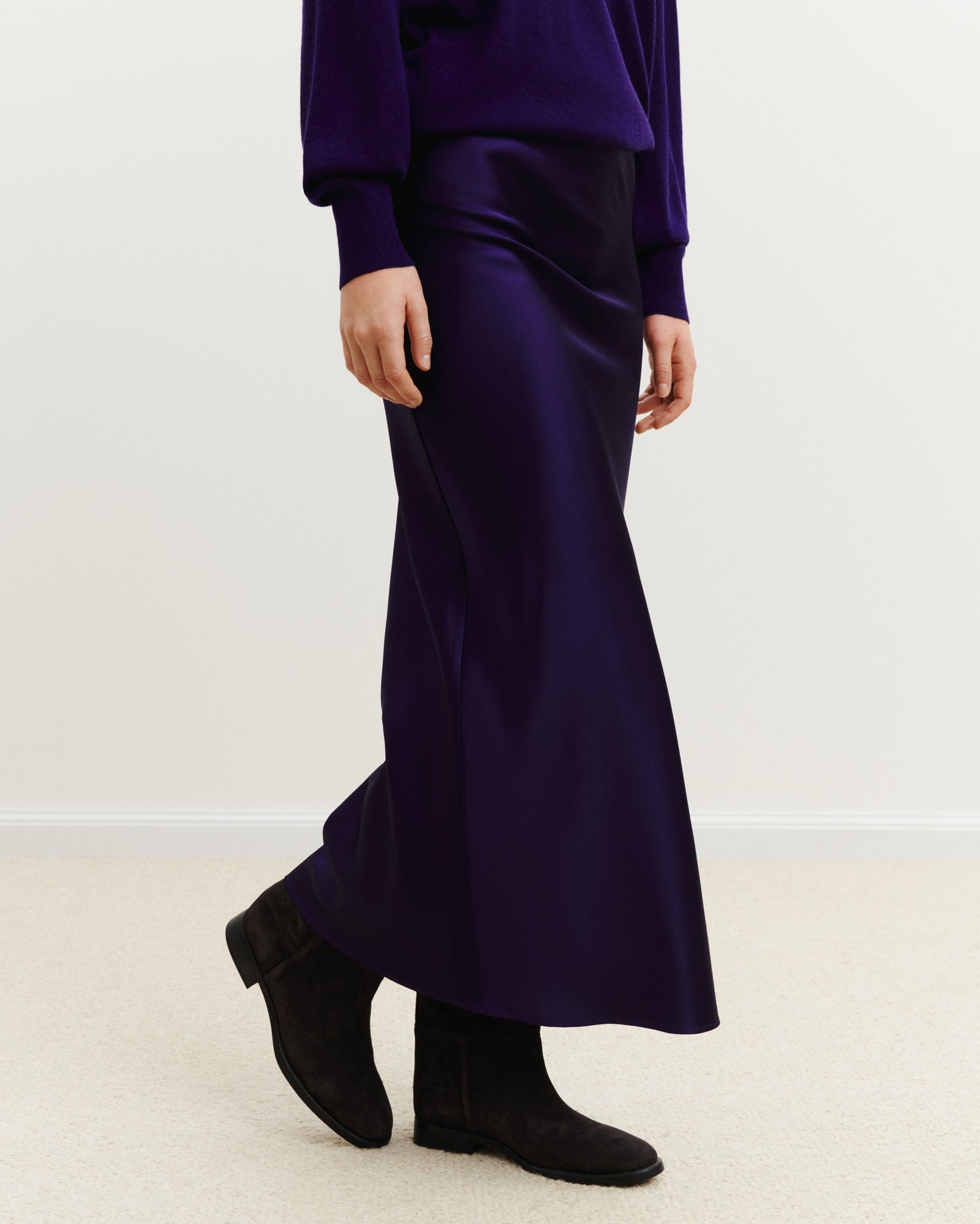 Jupe longue en soie-ULTRAVIOLET FONCE-100% : soie