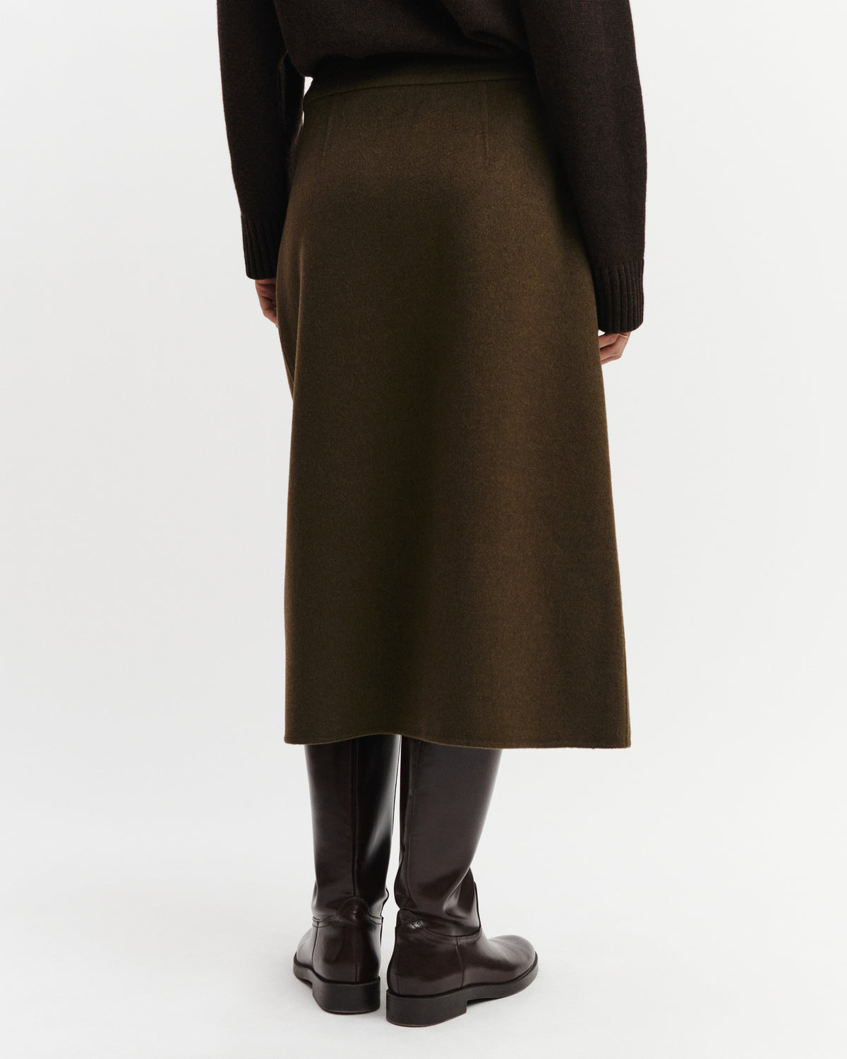 Jupe portefeuille-KAKI KOMBU-90% laine 10% cachemire