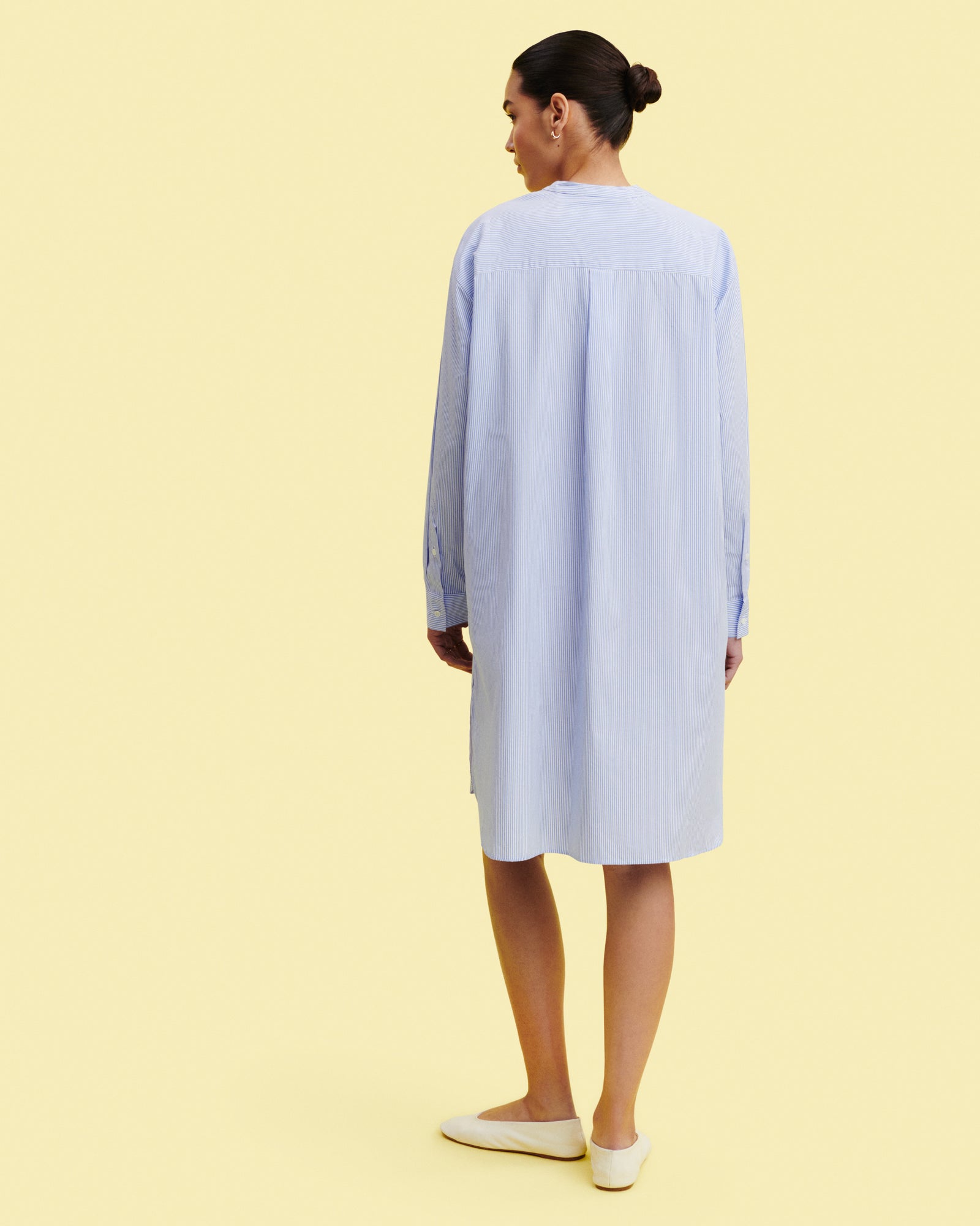 Robe chemise rayée-BLEU DE DELFT-100% coton