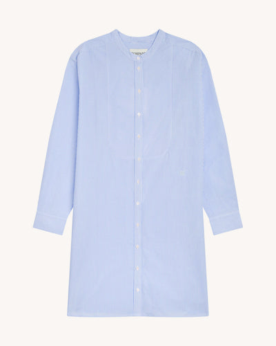 Robe chemise rayée-BLEU DE DELFT-100% coton