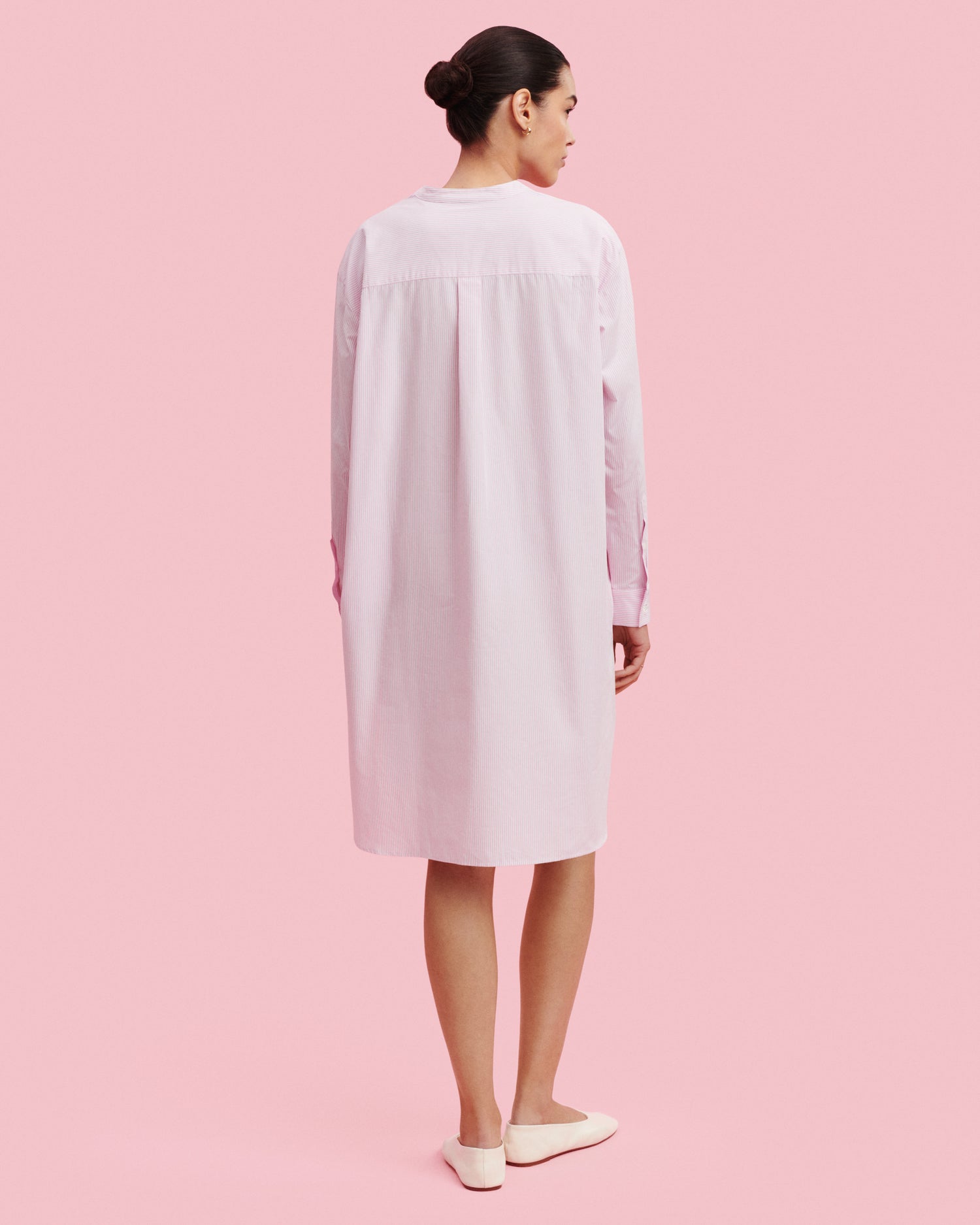 Robe chemise rayée-ROSE QUARTZ-100% coton