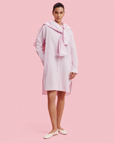 Robe chemise rayée-ROSE QUARTZ-100% coton