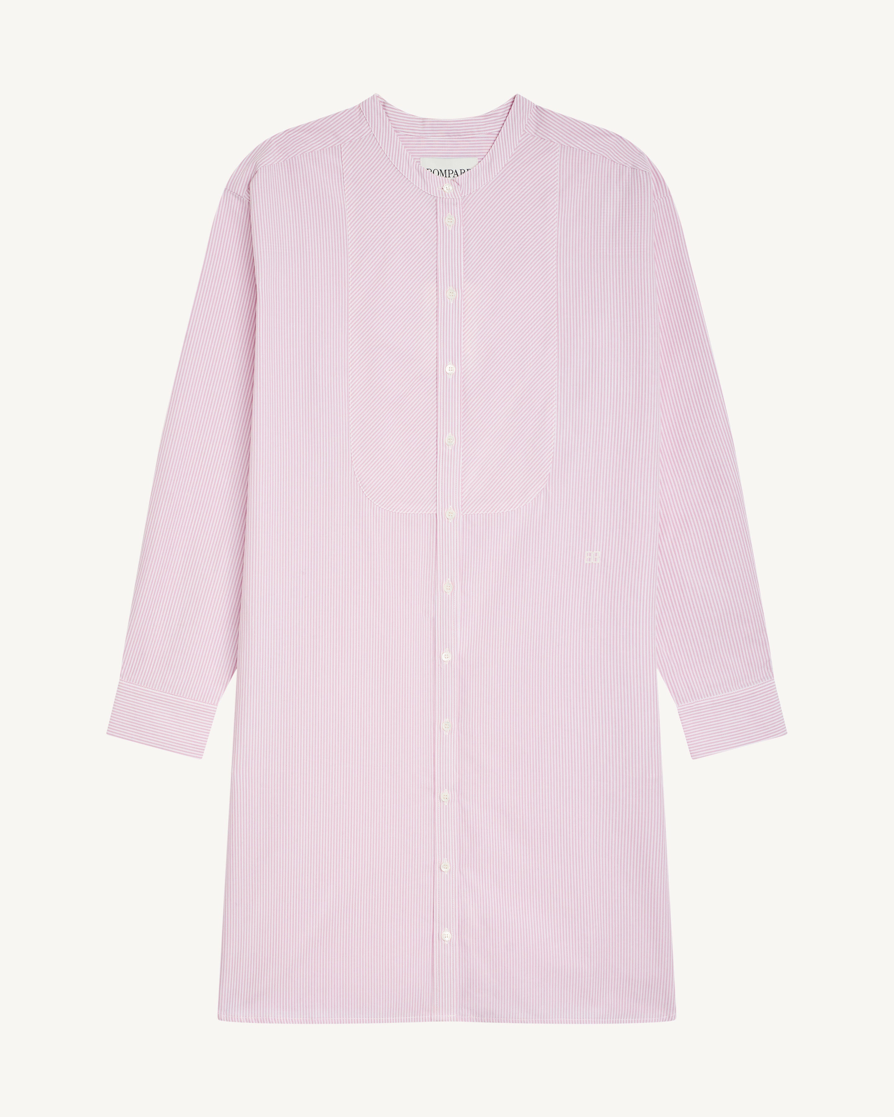 Robe chemise rayée-ROSE QUARTZ-100% coton