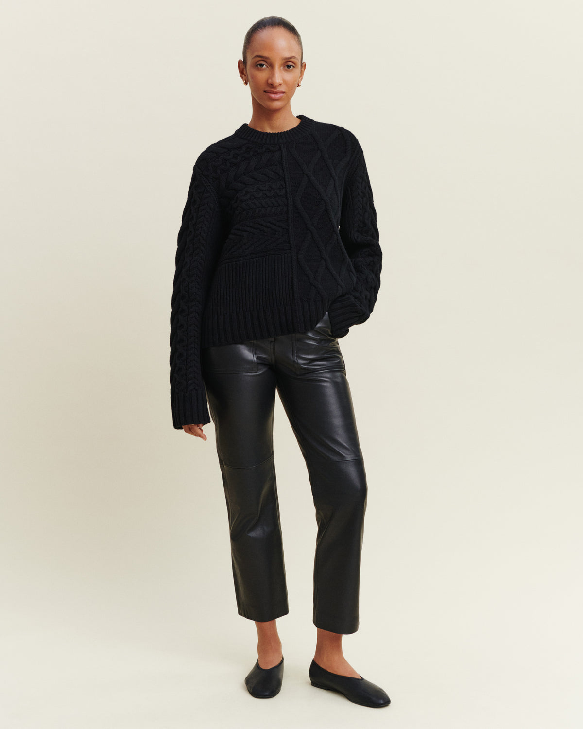 Pantalon en cuir-NOIR-100% cuir agneau