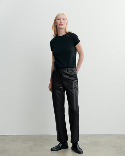 Pantalon en cuir-NOIR-100% cuir agneau