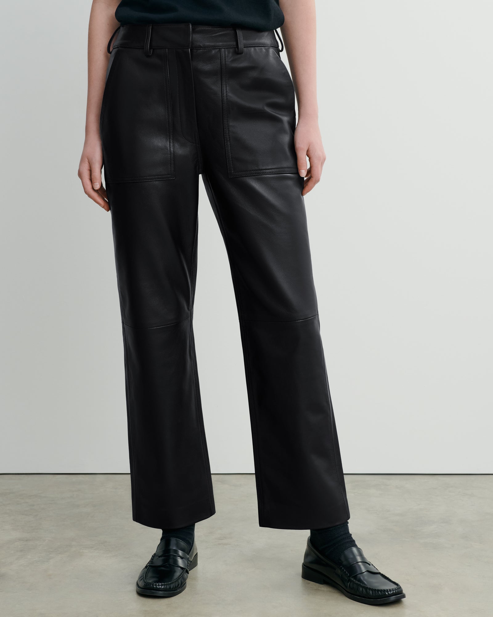 Pantalon en cuir-NOIR-100% cuir agneau