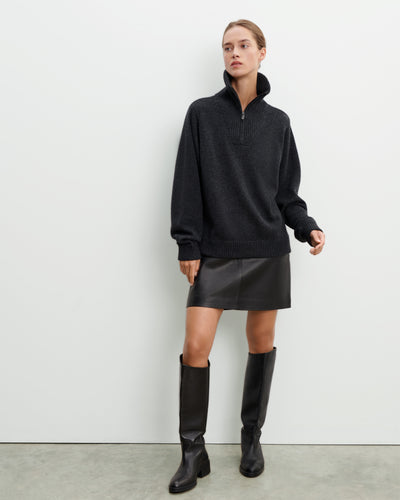 Mini jupe en cuir-NOIR-100% cuir agneau