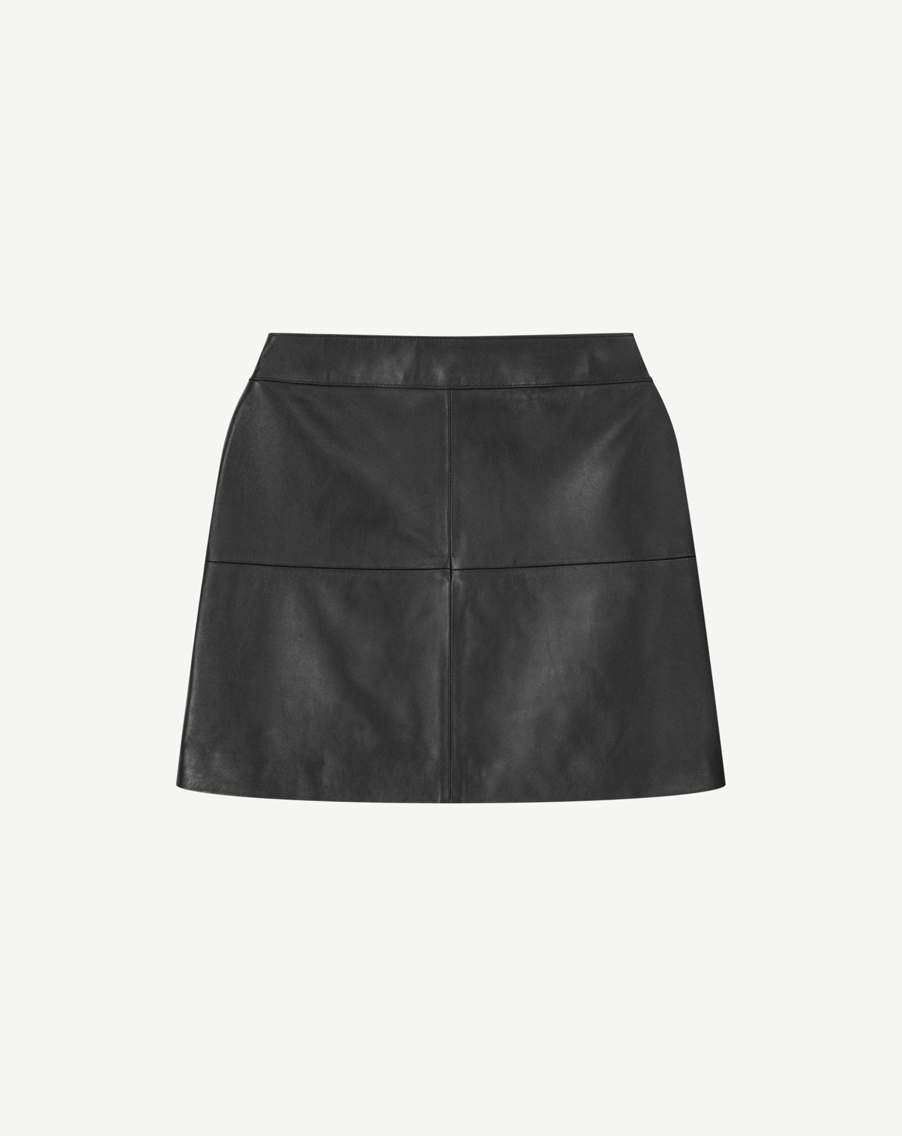 Mini jupe en cuir-NOIR-100% cuir agneau