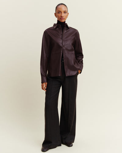 Chemise ample en cuir-GRENAT-100% cuir agneau