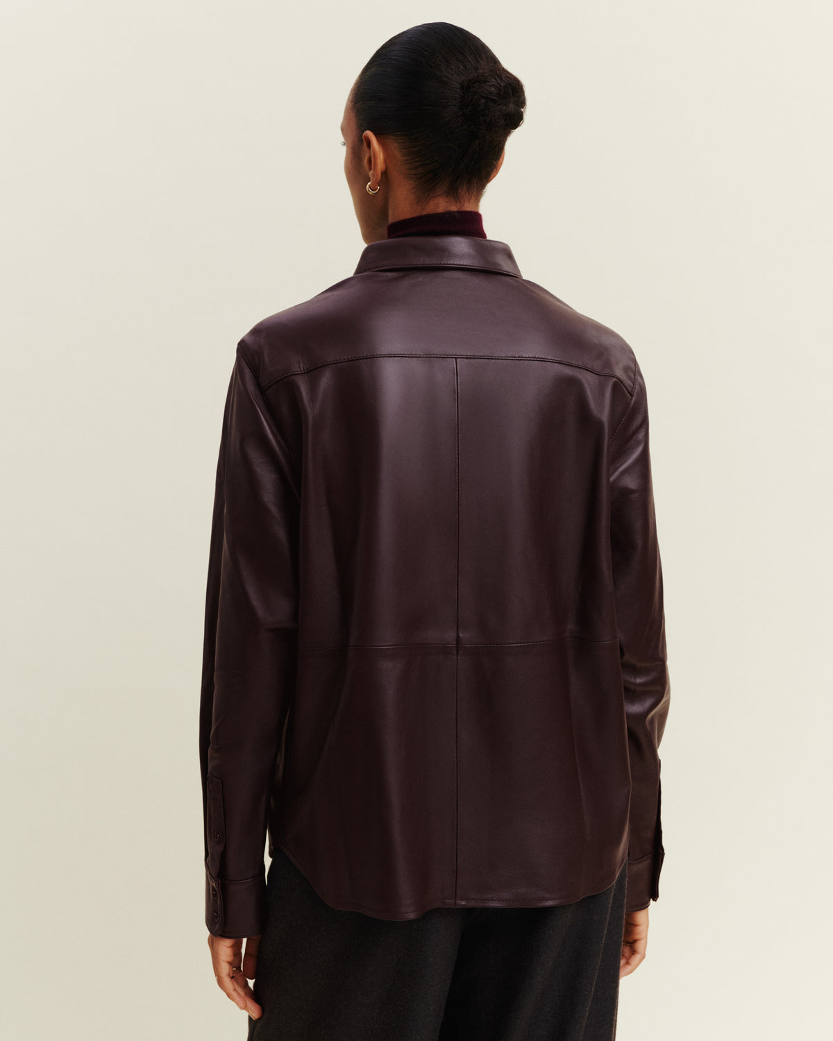 Chemise ample en cuir-GRENAT-100% cuir agneau