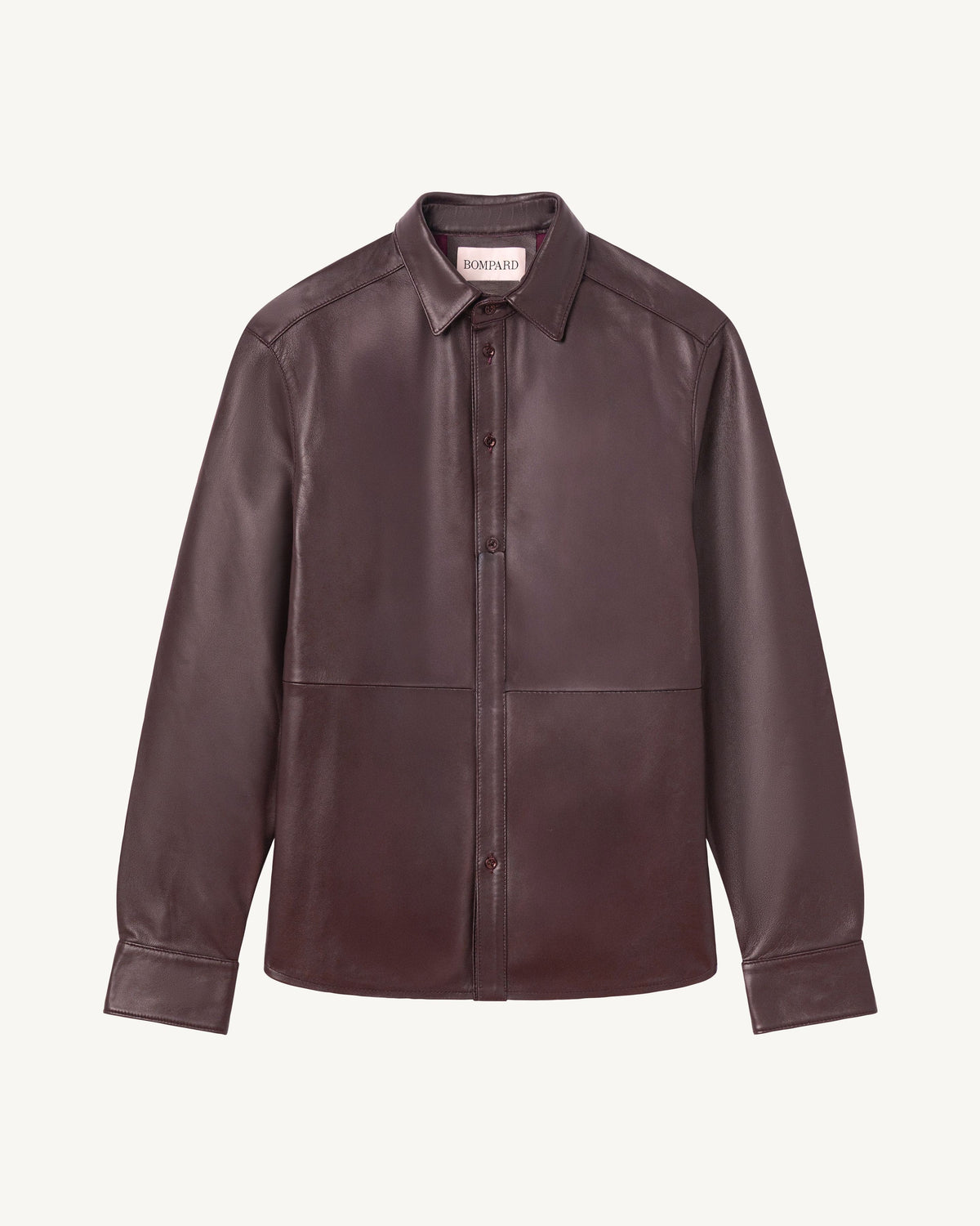 Chemise ample en cuir-GRENAT-100% cuir agneau