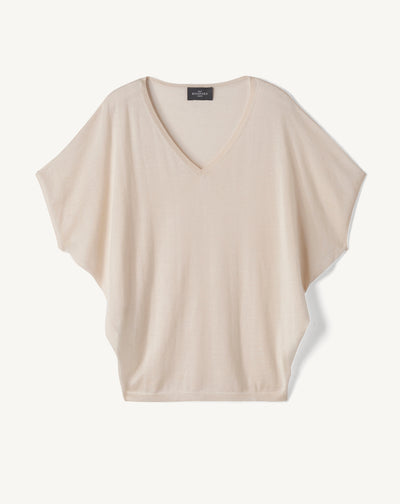 Pull V ultrafin chauve-souris-PLATRE-70% CACHEMIRE 30% SOIE