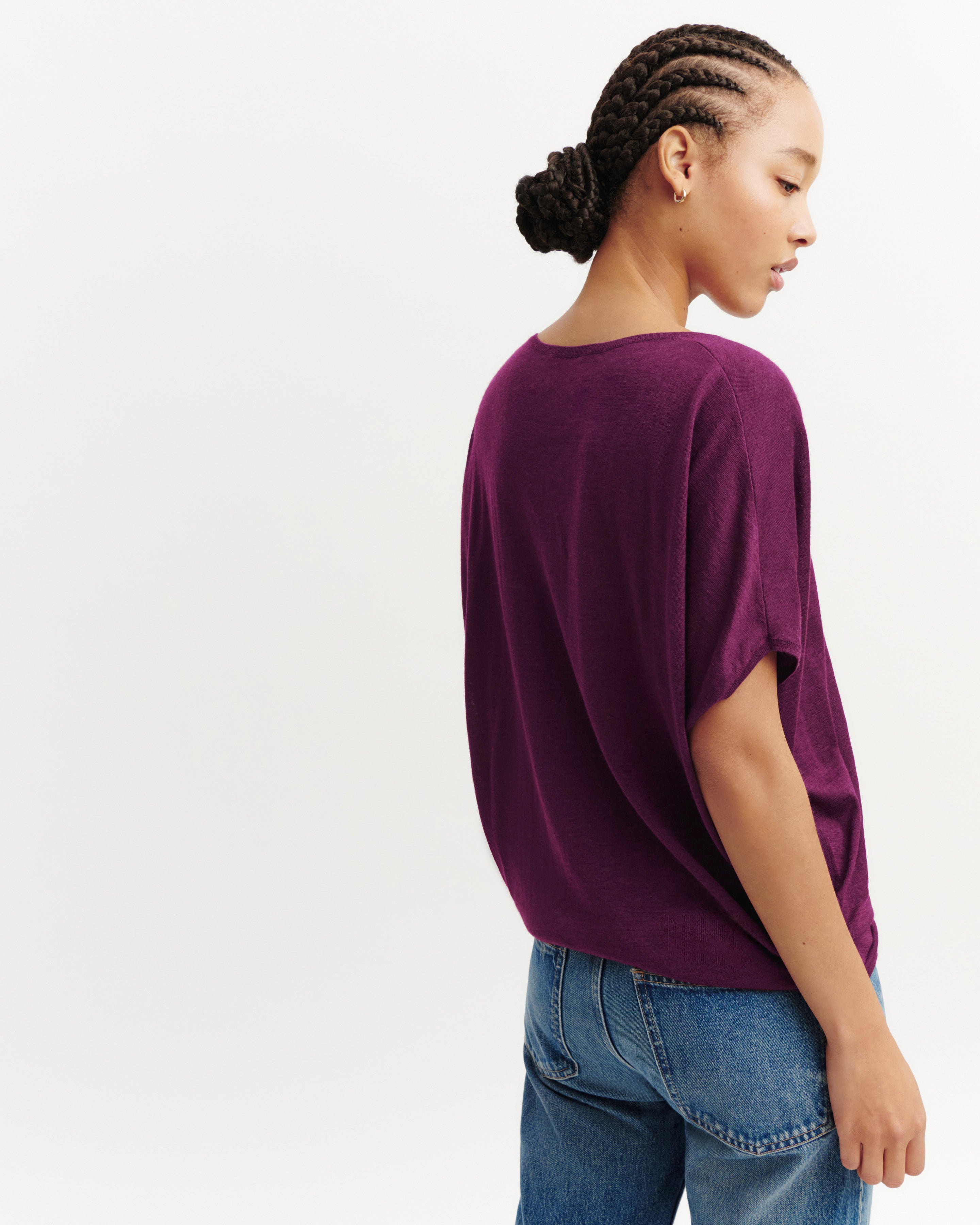 Pull V chauve-souris-OXALIS-70% cachemire 30% soie