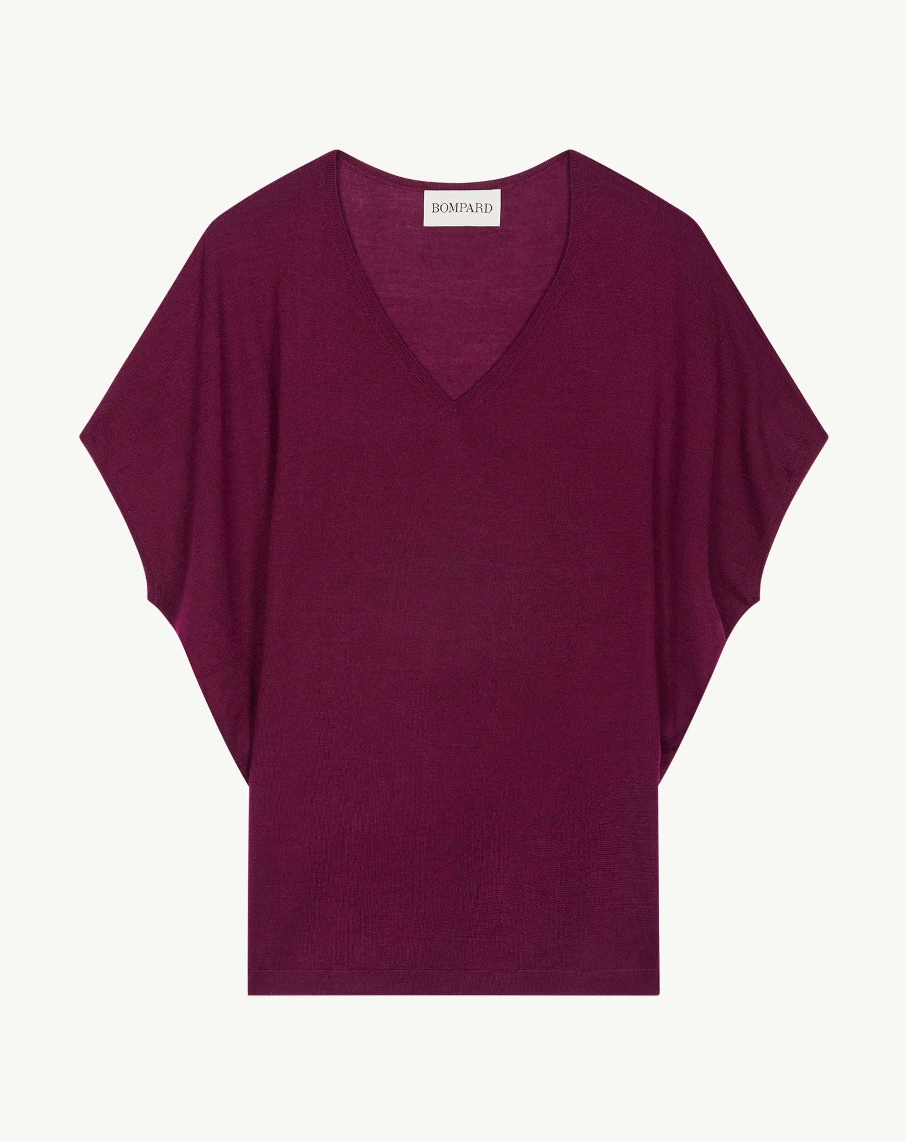 Pull V chauve-souris-OXALIS-70% cachemire 30% soie