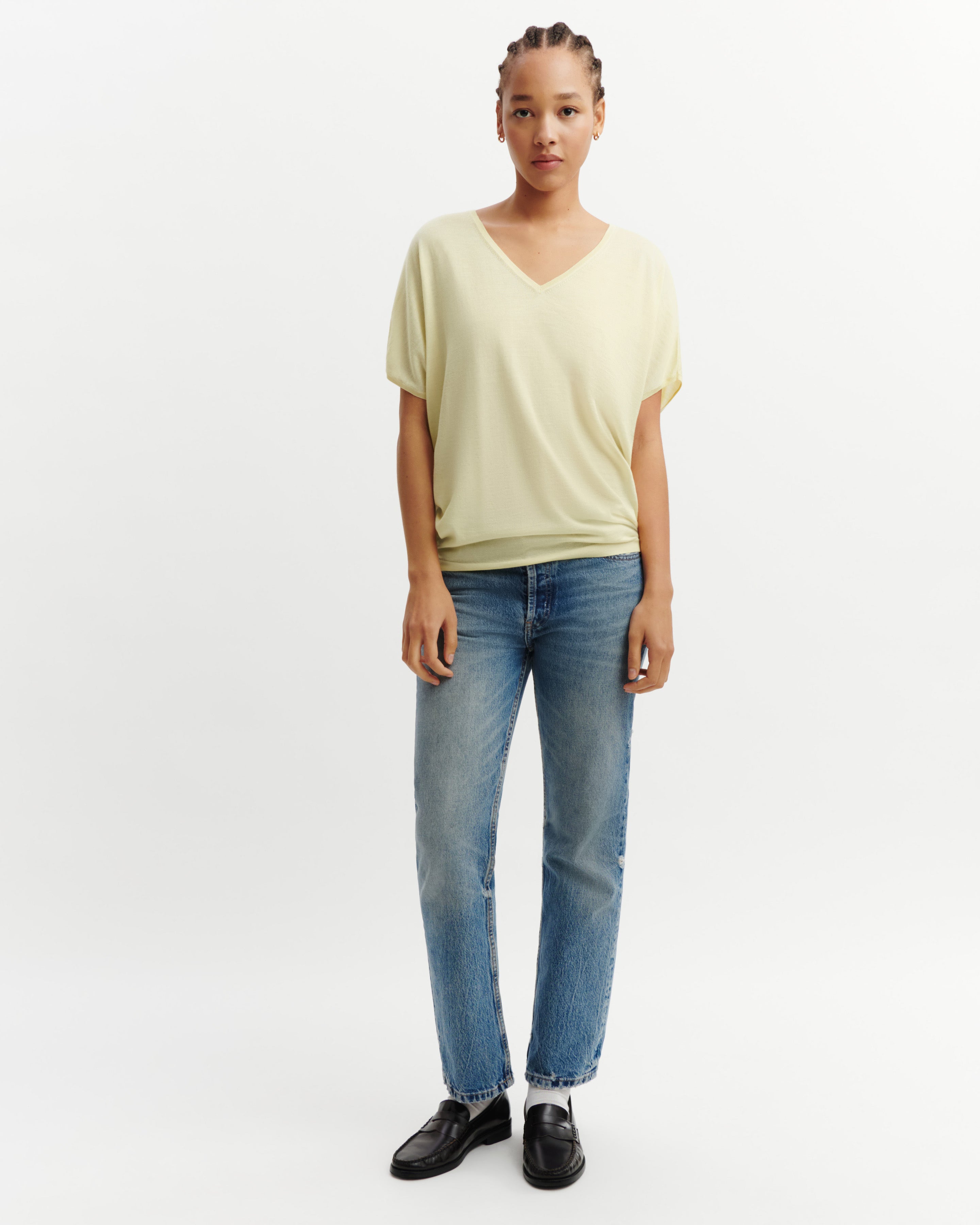 Pull V chauve-souris-ZESTE-70% cachemire 30% soie