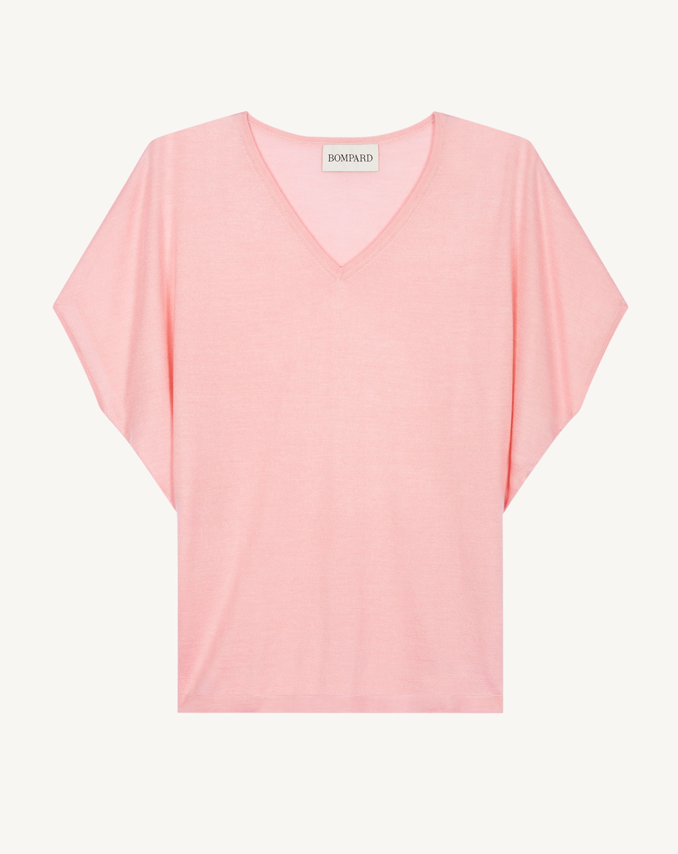 Pull V chauve-souris-SAKURA-70% cachemire 30% soie