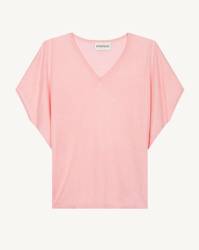 Pull V chauve-souris-SAKURA-70% cachemire 30% soie
