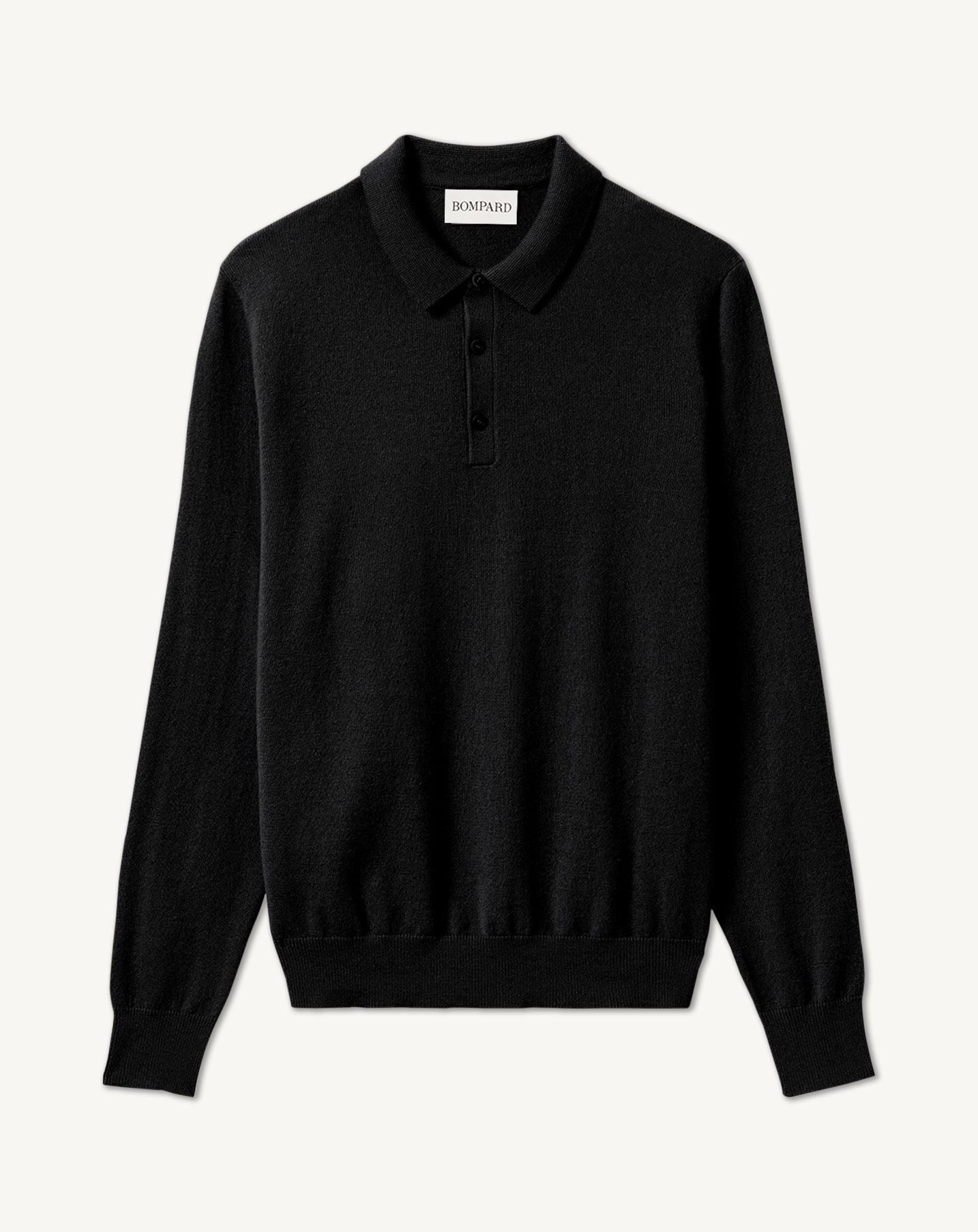 Polo à boutons-NOIR-100% CACHEMIRE