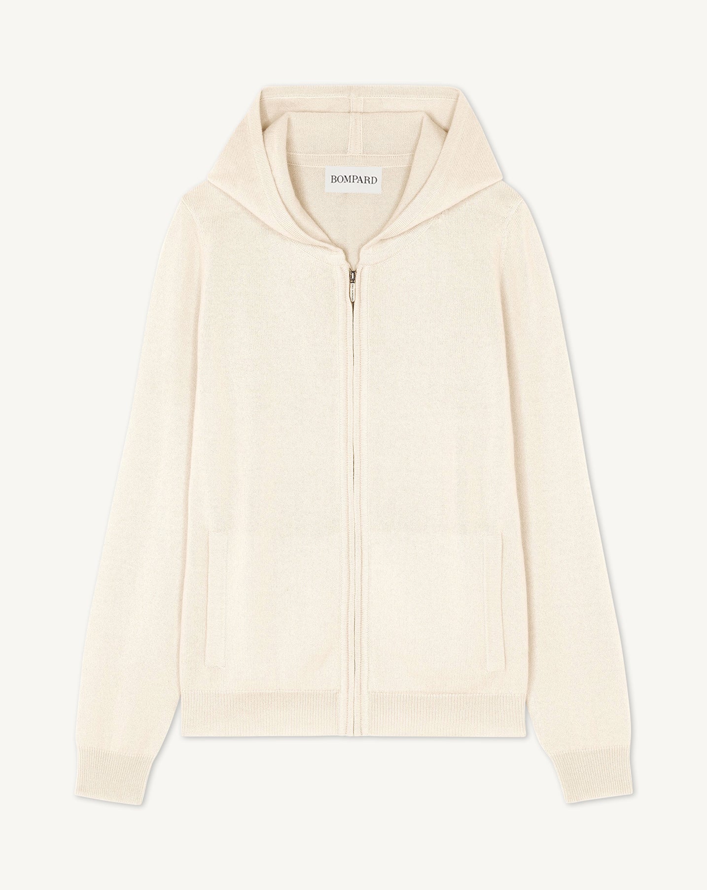Hoodie zippé-NATUREL-100% CACHEMIRE